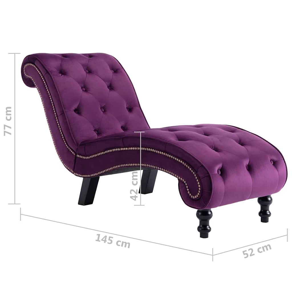 7 Vidaxl Chaise Lounge Velvet - Purple, 7 of 7