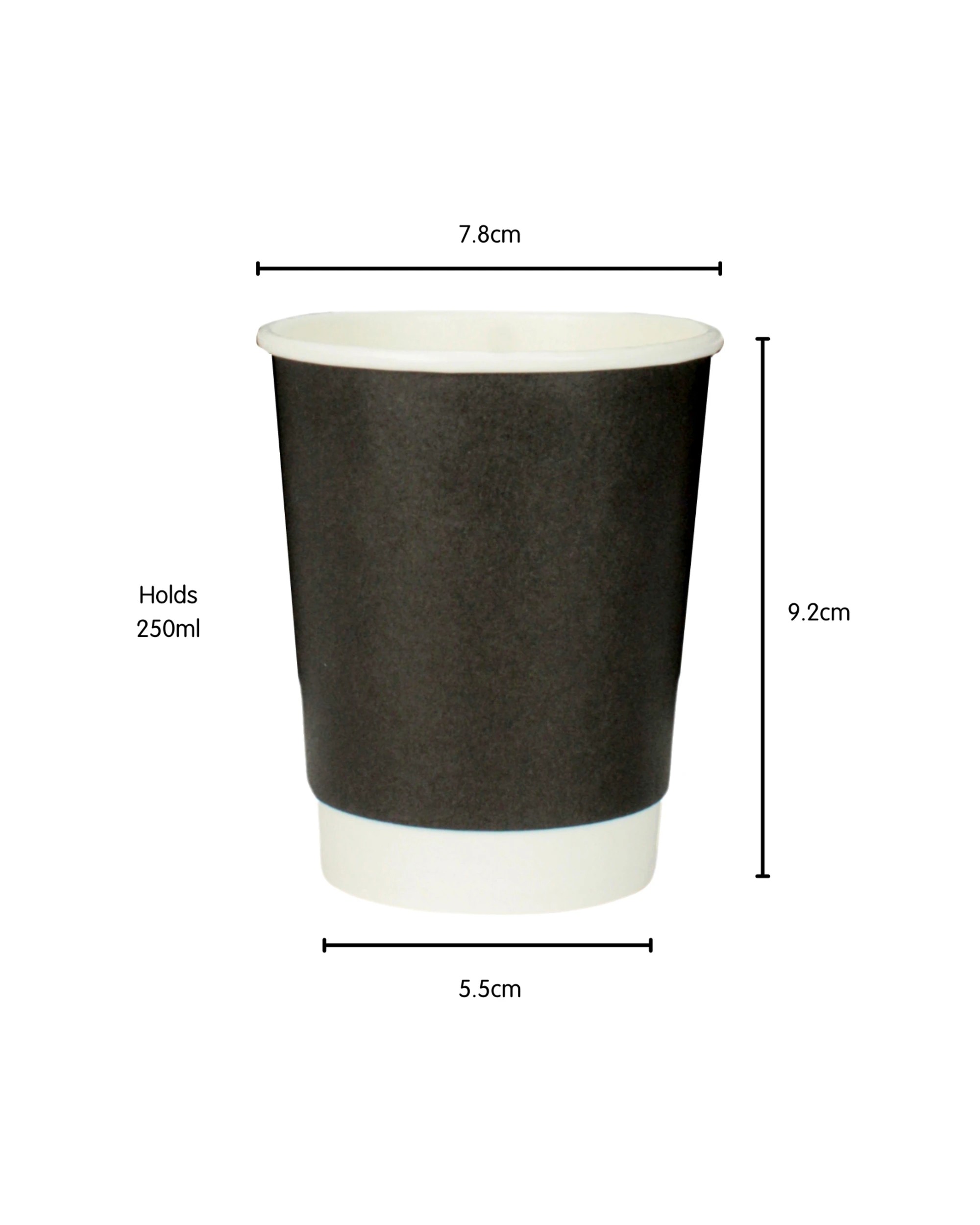 2 Partyware Coffee Cups Double Wall 250ml Pack of 25 - Black, 2 of 3