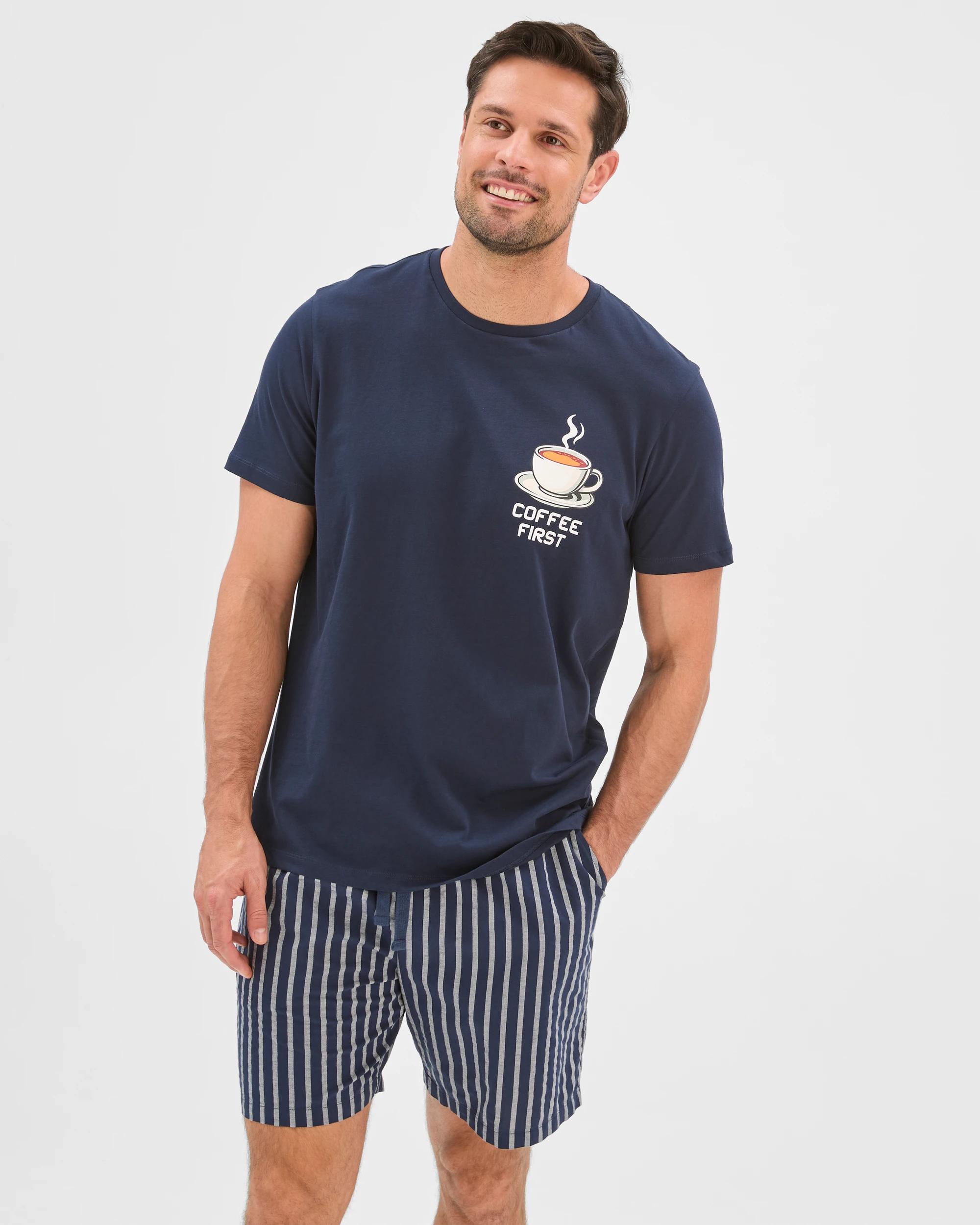 2 Target Man T-Shirt and Shorts Pyjama Set COFFEE NAVY, 2 of 7