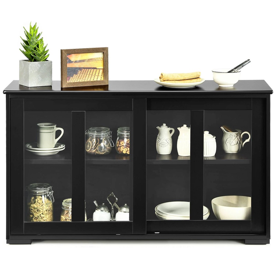4 Costway Kitchen Buffet Storage Cabinet Black, 4 of 4