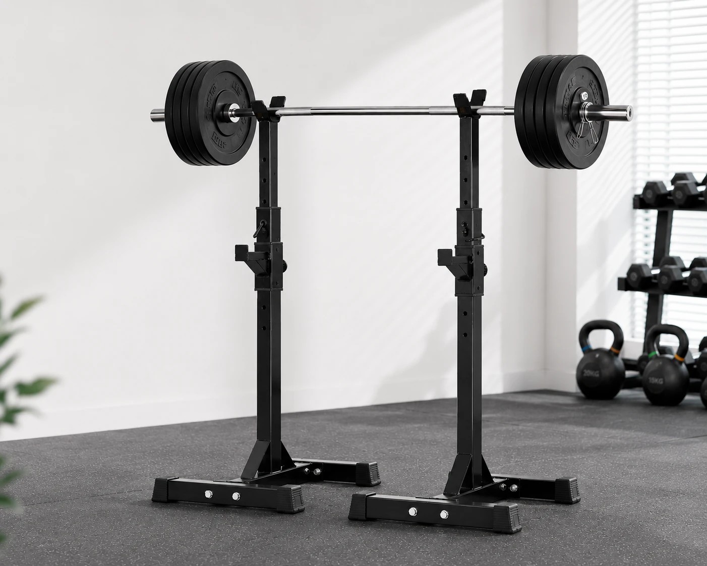 2 Fitness Master 2 Pack Squat Rack Stand Bench Press Weight Lifting Barbell Gym, 2 of 9
