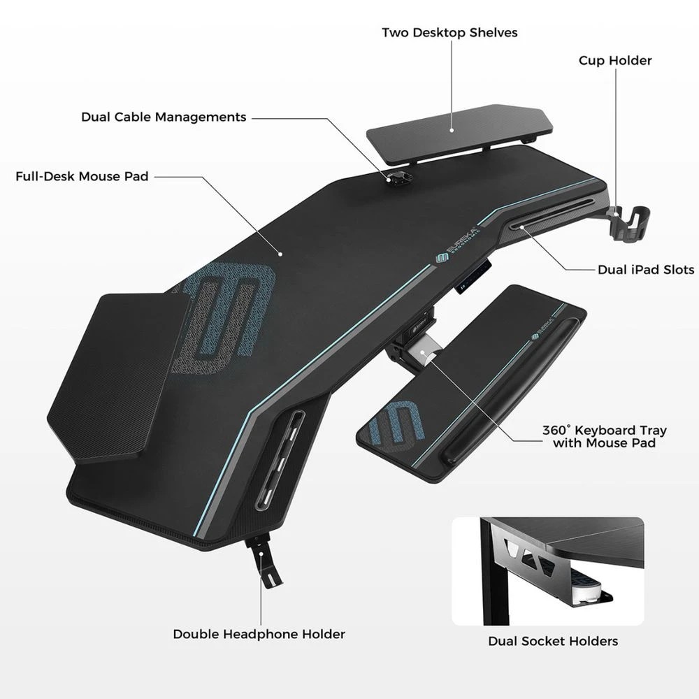 2 Eureka Wing-Shaped Sit Stand Desk Black Desks, Tables and Workstations, 2 of 10