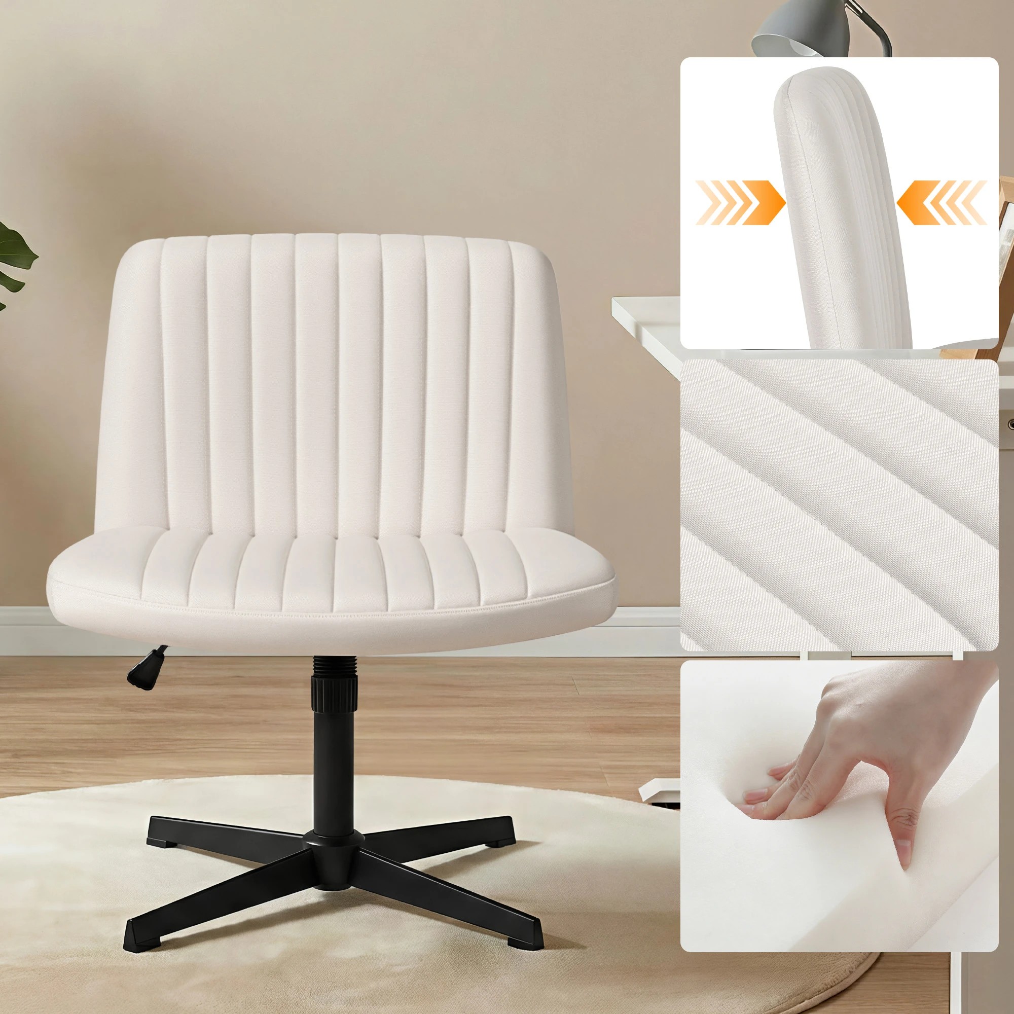 4 Artiss Office Desk & Chair Set 140cm Computer Desk Rotatable Shelf & Criss Cross Office Chair Armless Swivel - Multi, 4 of 7