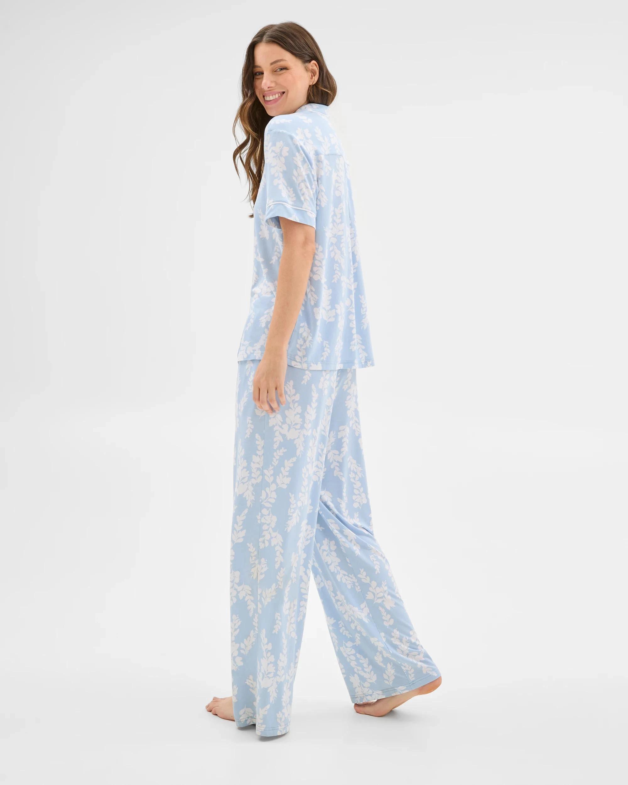 3 Target Womens Soft Comfort Bamboo Full Length Pyjama Set BLUE WISTERIA, 3 of 5