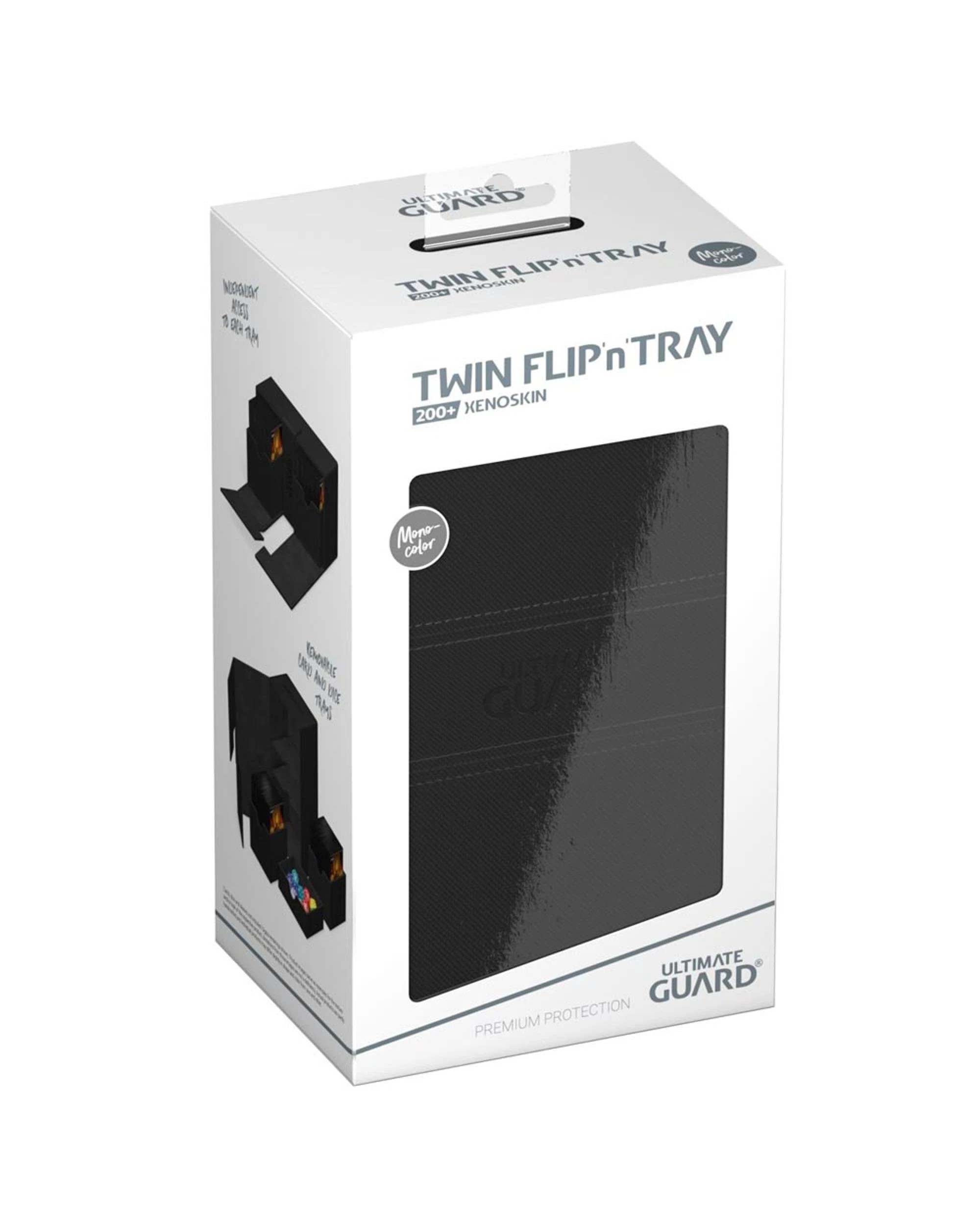 1 Ultimate Guard Twin Flip n Tray 200+ XenoSkin Deck Case - Monocolour Black - Black, 1 of 5