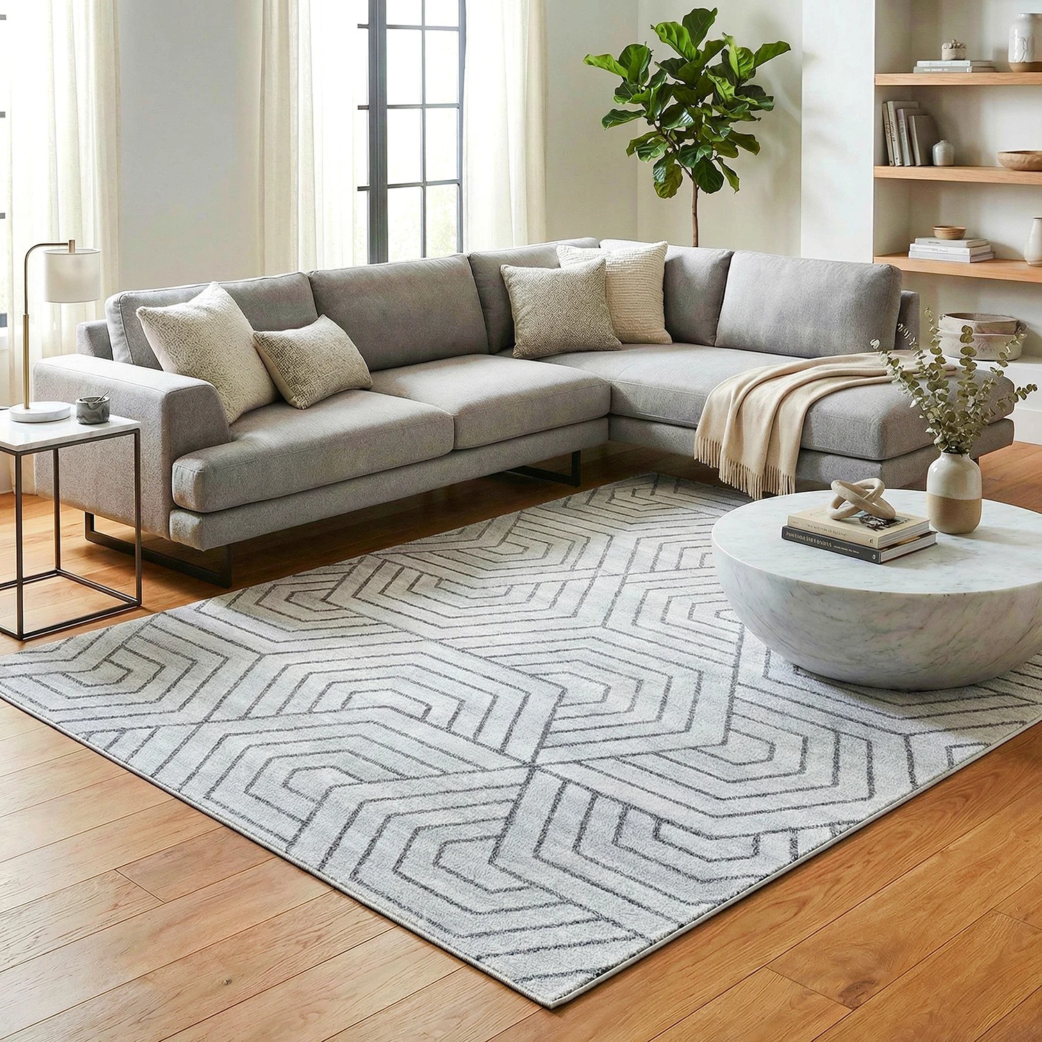 1 Common Ground Rugs Elysium Esther 400x300cm - Extra Extra Large Power Loomed Pet Friendly Floor Rug - Natural, 1 of 9