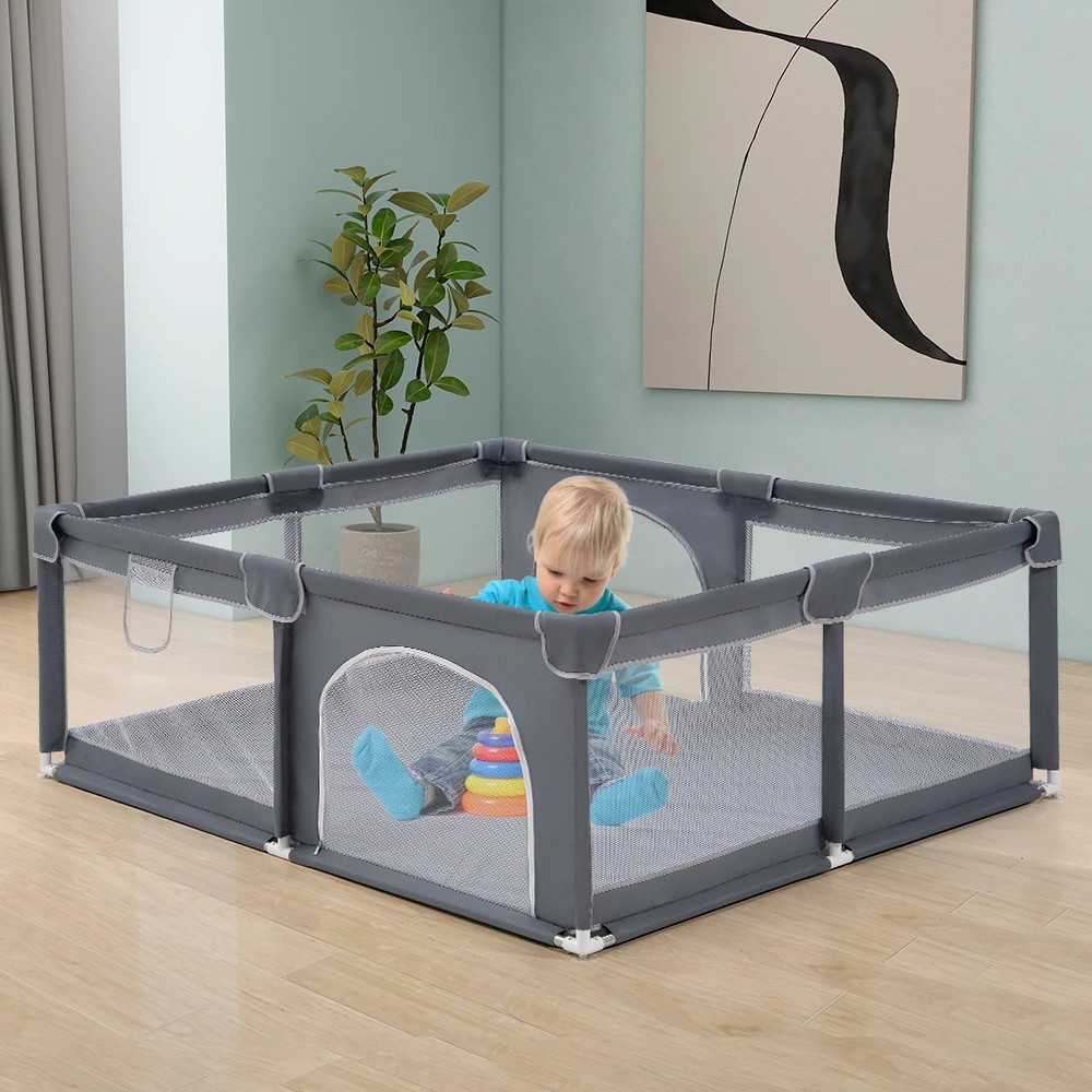 3 Playpals Baby Playpen Child Safety Gate Kids Playpen Child Play 2 Door 150x180cm - Grey, 3 of 3