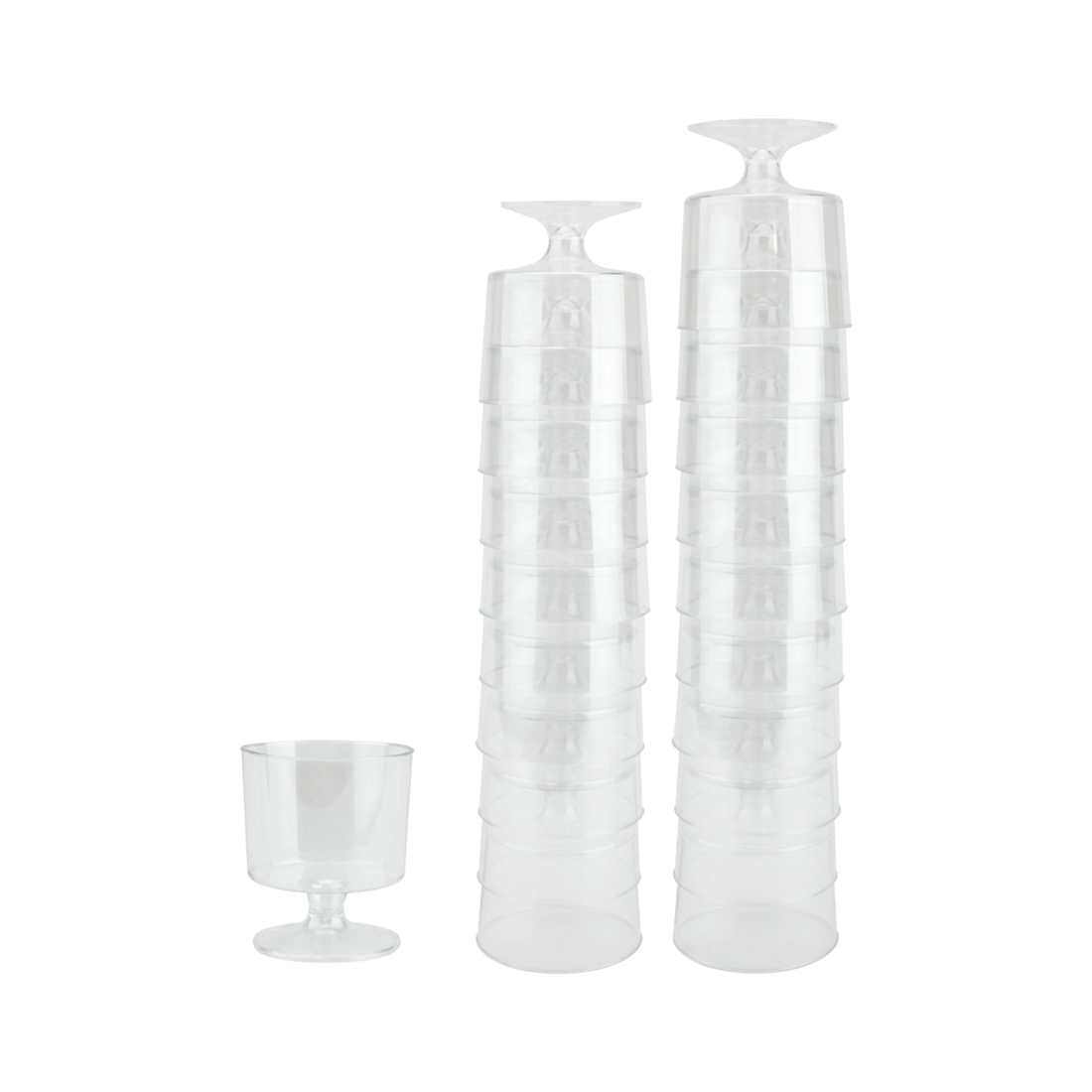 1 Partyware Clear Plastic Reusable Mini Wine Tasting Glasses 60ml Pack of 40, 1 of 3
