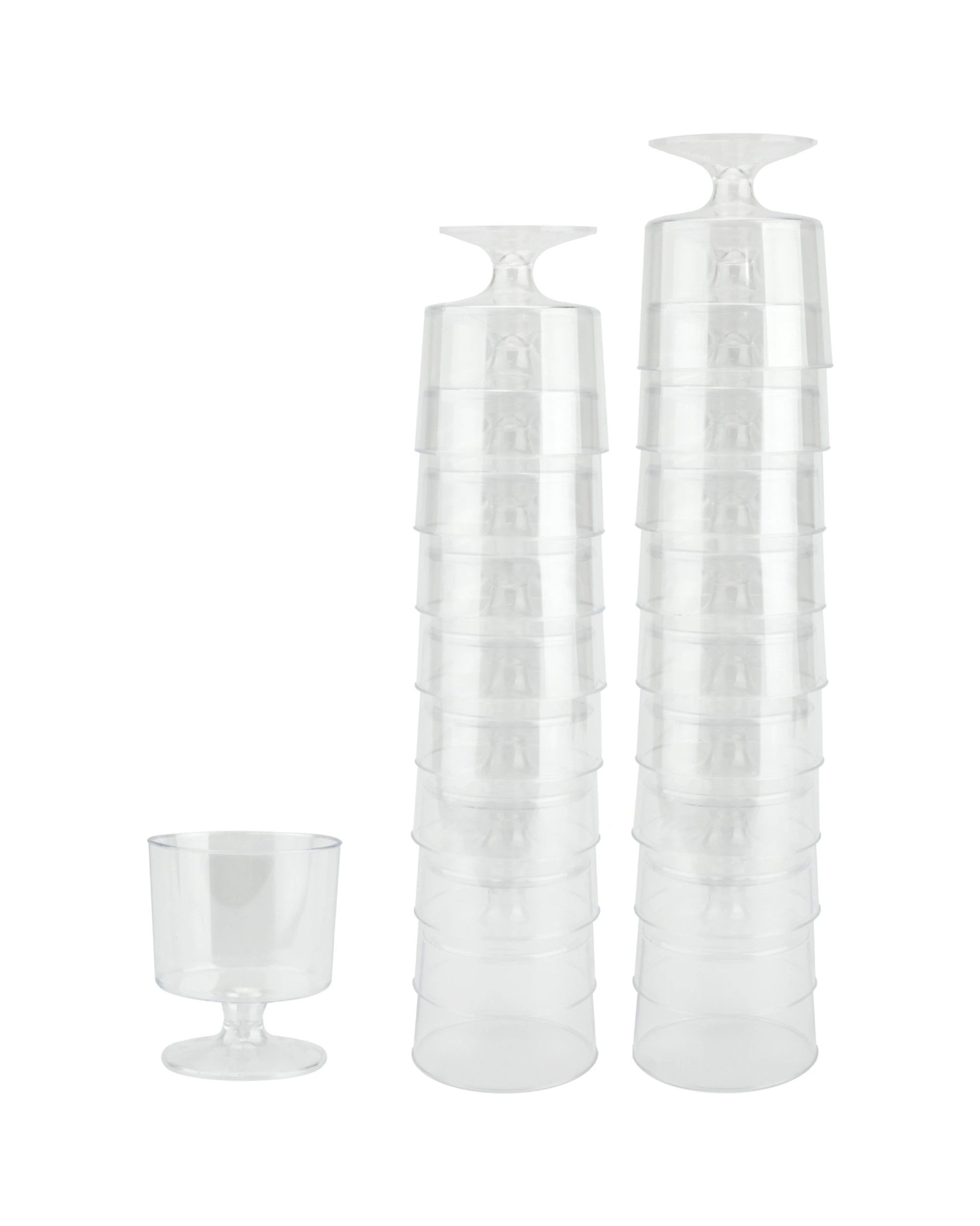 1 Partyware Clear Plastic Reusable Mini Wine Tasting Glasses 60ml Pack of 40, 1 of 3