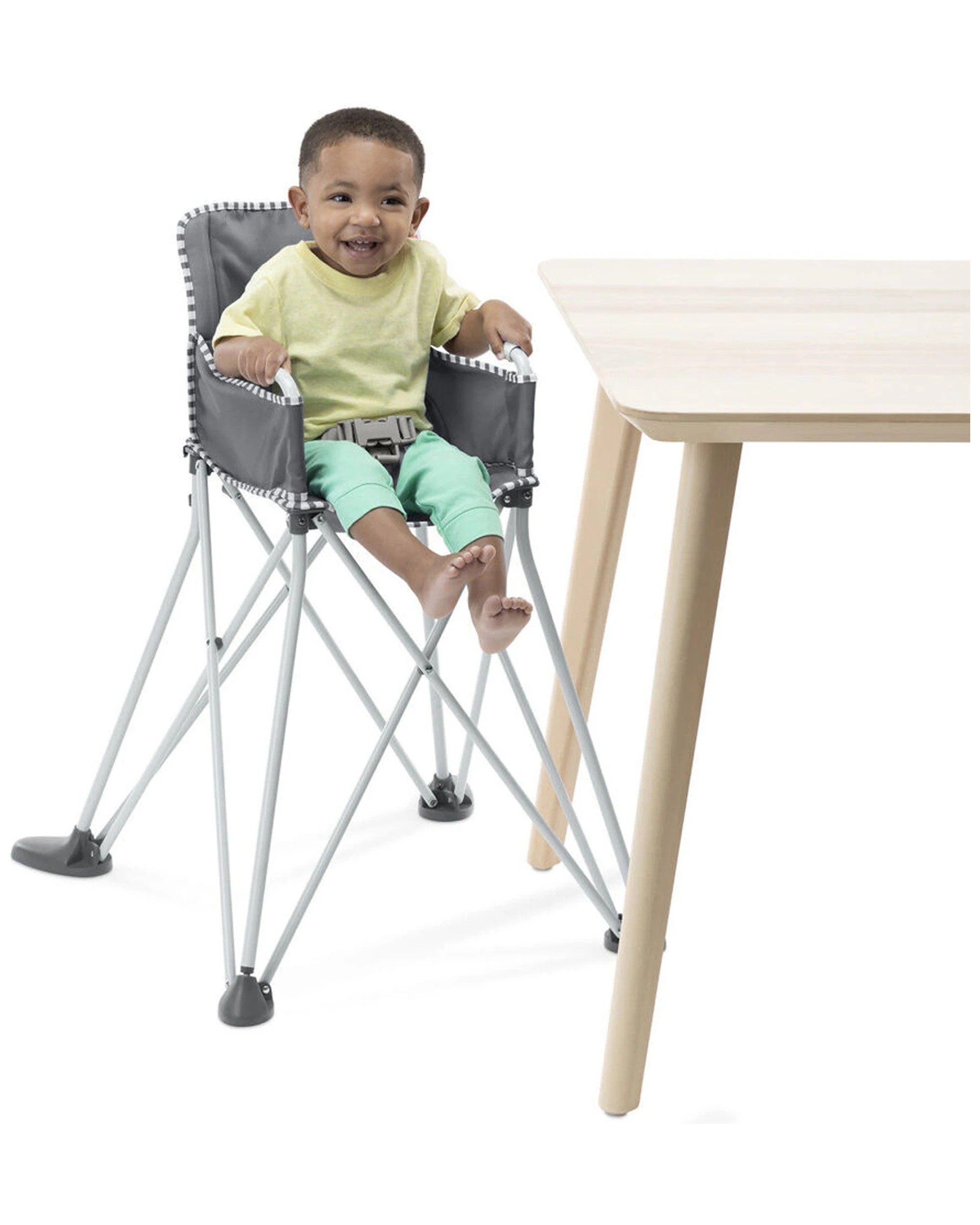 2 Bright Starts Pop N Dine Portable High Chair 6 Months And Up Dishwasher Safe - Grey, 2 of 8