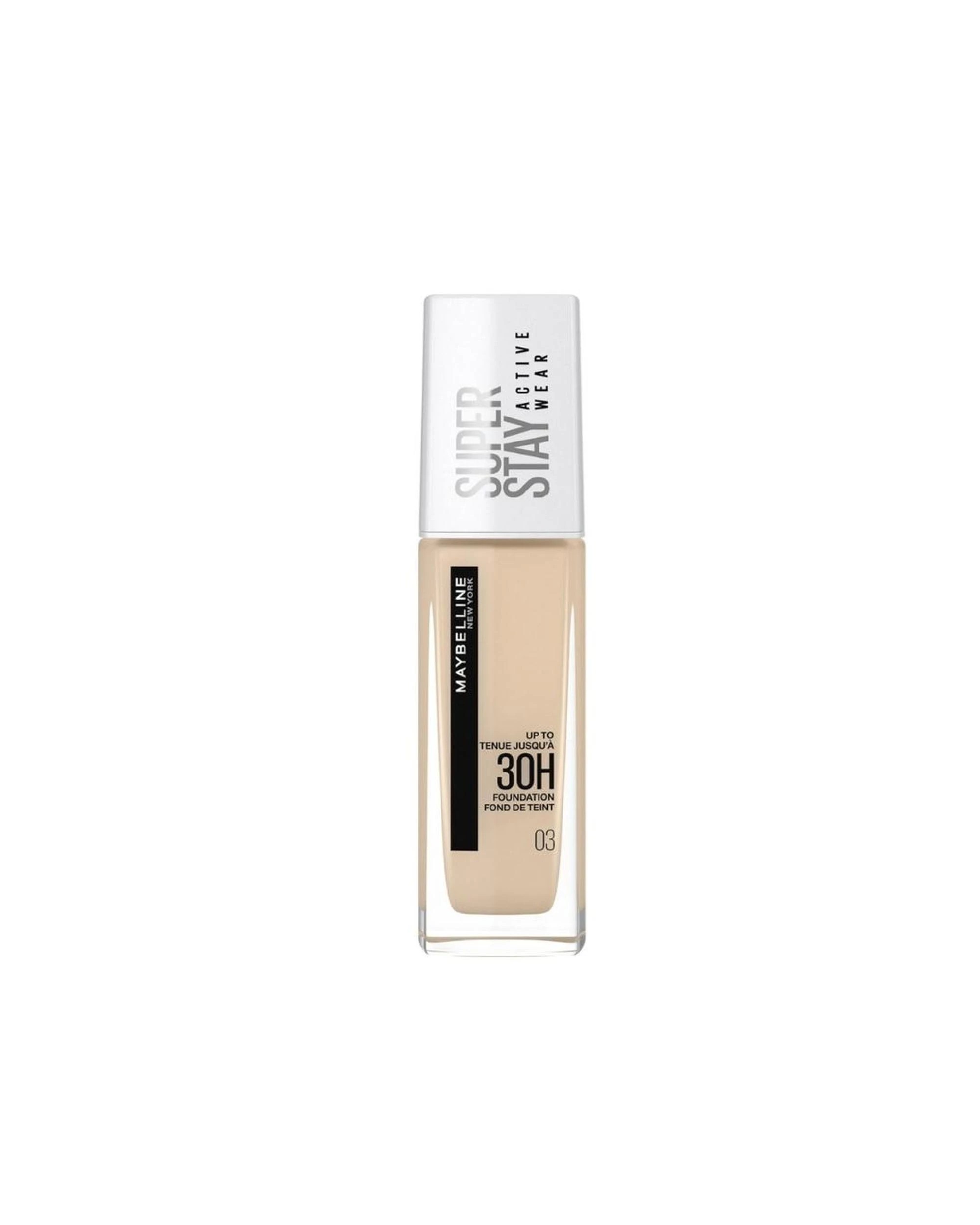 1 Maybelline SuperStay Active Wear 30HR Longwear Foundation 30mL - 03 True Ivory - Beige, 1 of 3