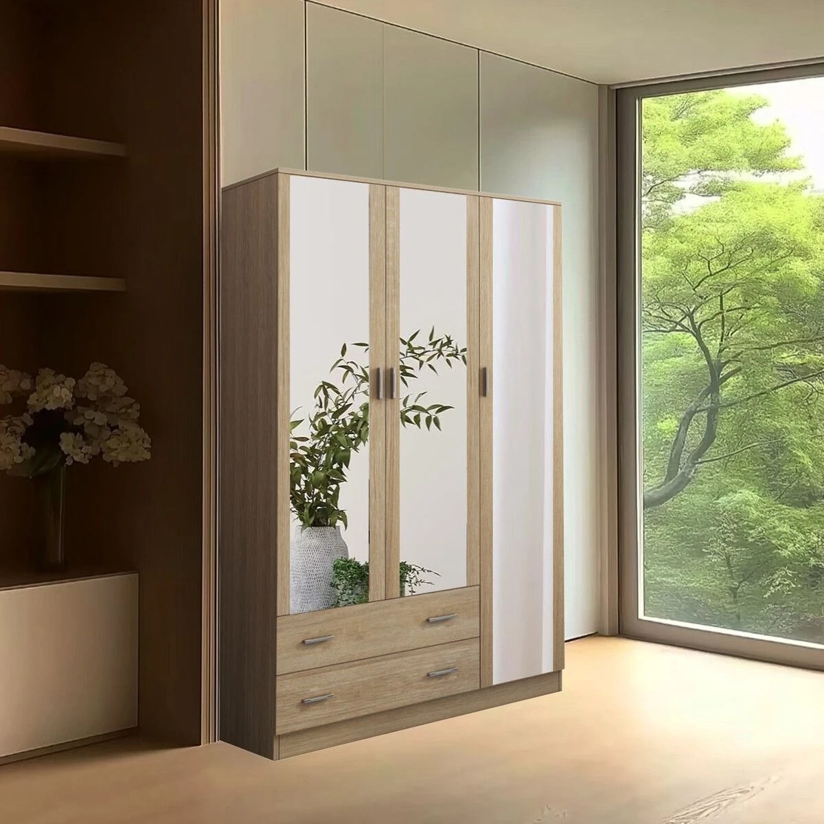 3 Ausway Mirrored Wardrobe Cabinet Armoire Closet Full Length Mirrors, 3 of 9