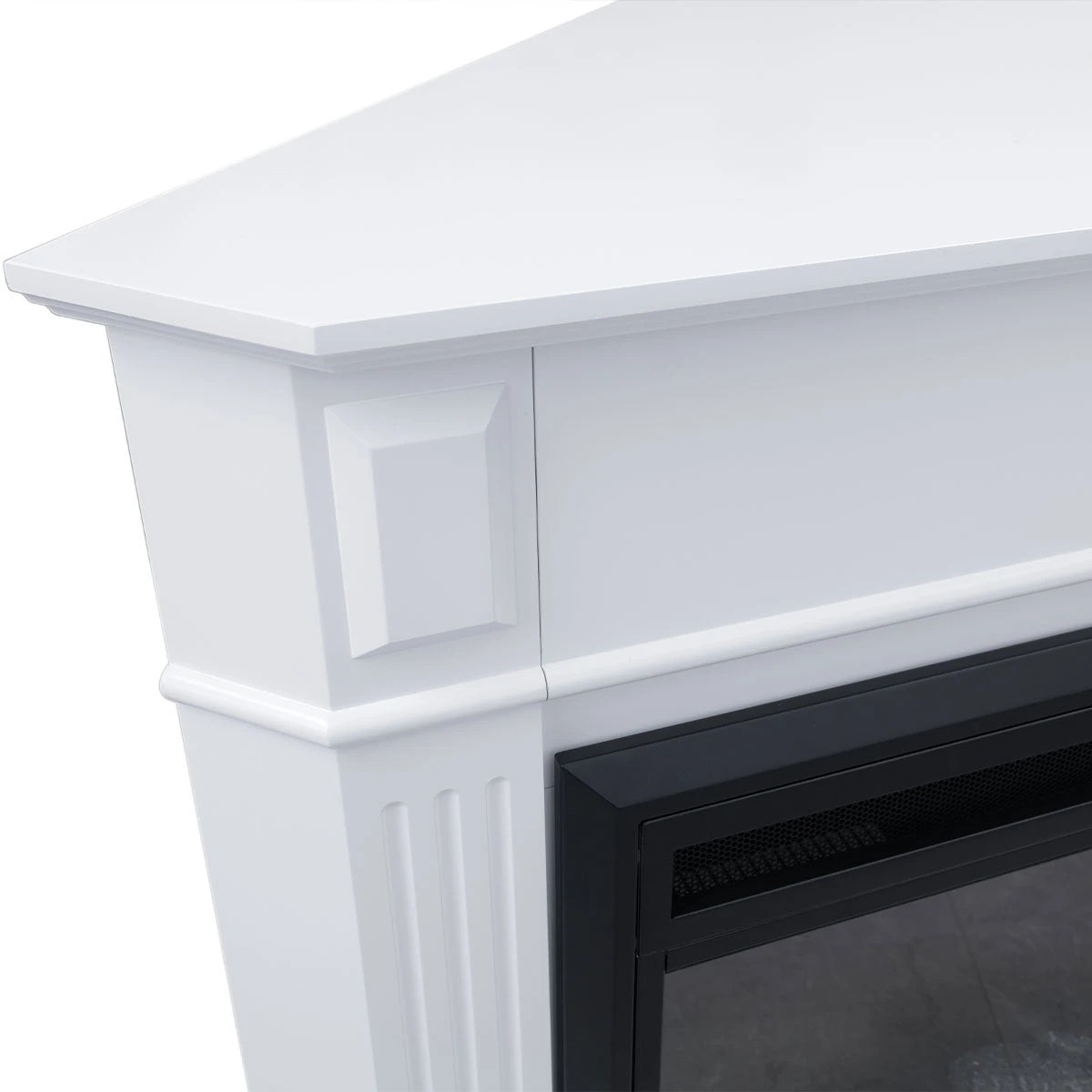 2 Moda Living Rene White Corner Mantel Electric Fireplace Suite with Moonlight Insert - White, 2 of 4