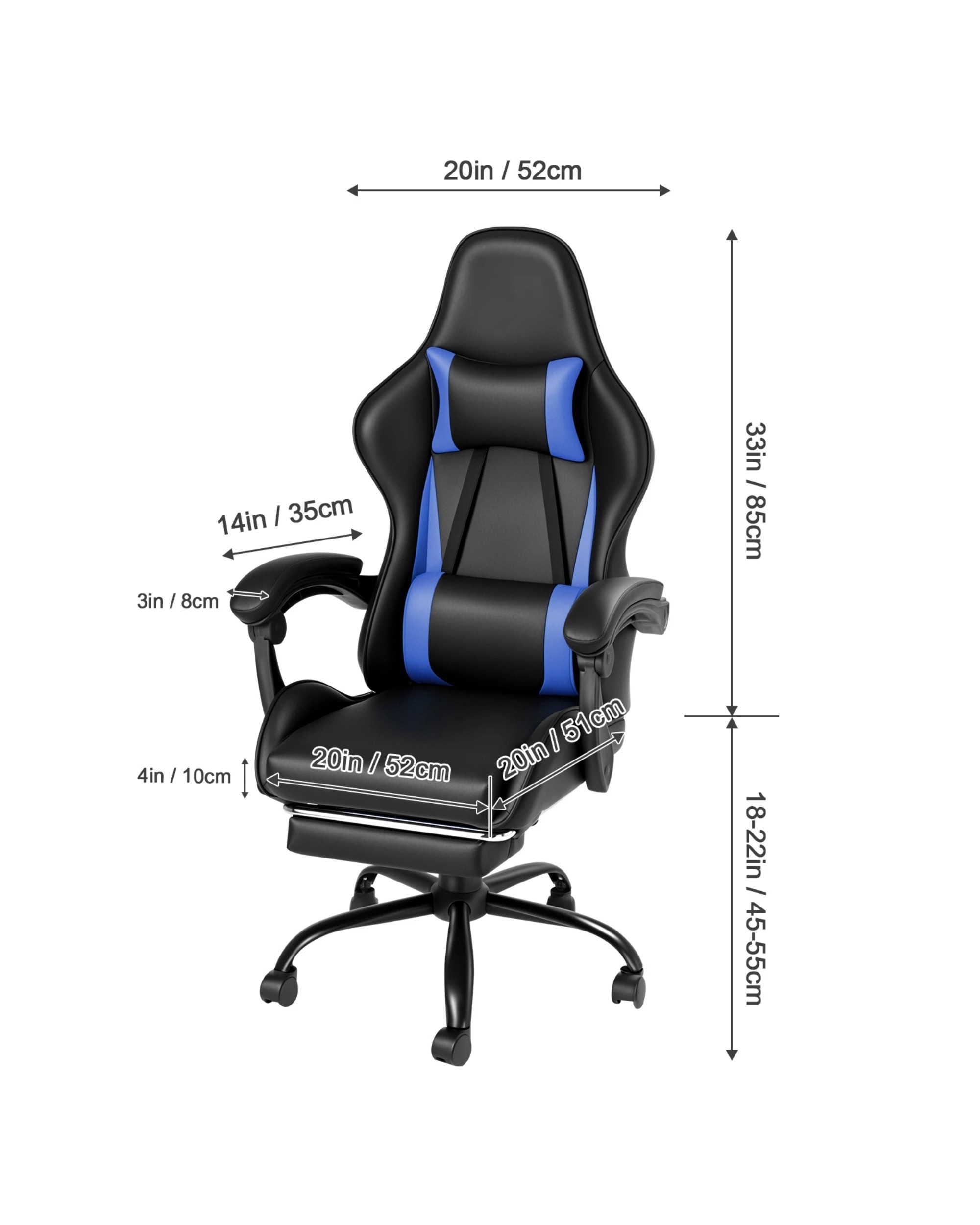 3 Advwin Gaming Chair Massage Lumbar Cushion - Blue, 3 of 9