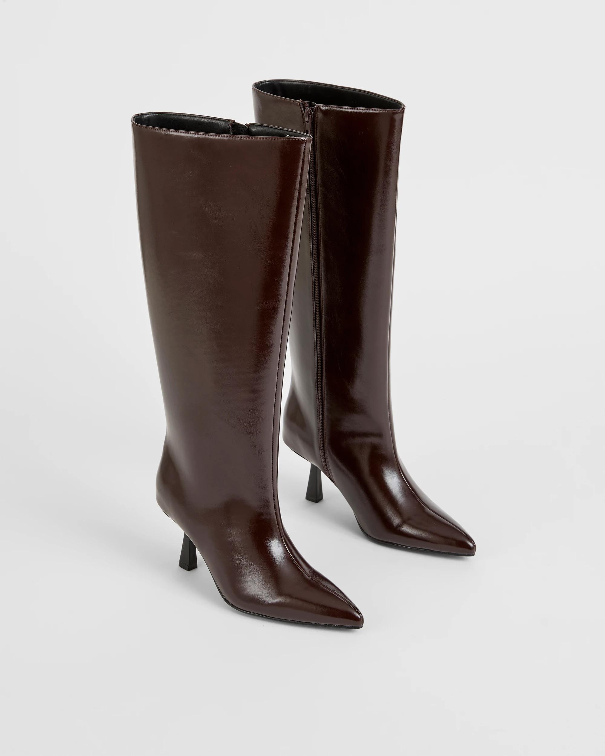 1 Target Woman High Heel Long Boots - Scarlet STRAIGHT CHOCOLATE PATENT, 1 of 1