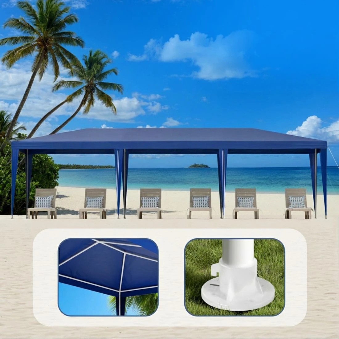 5 Instahut Gazebo 3x9m Wedding Party Marquee Tent Outdoor Event Camping Shade - Blue, 5 of 6