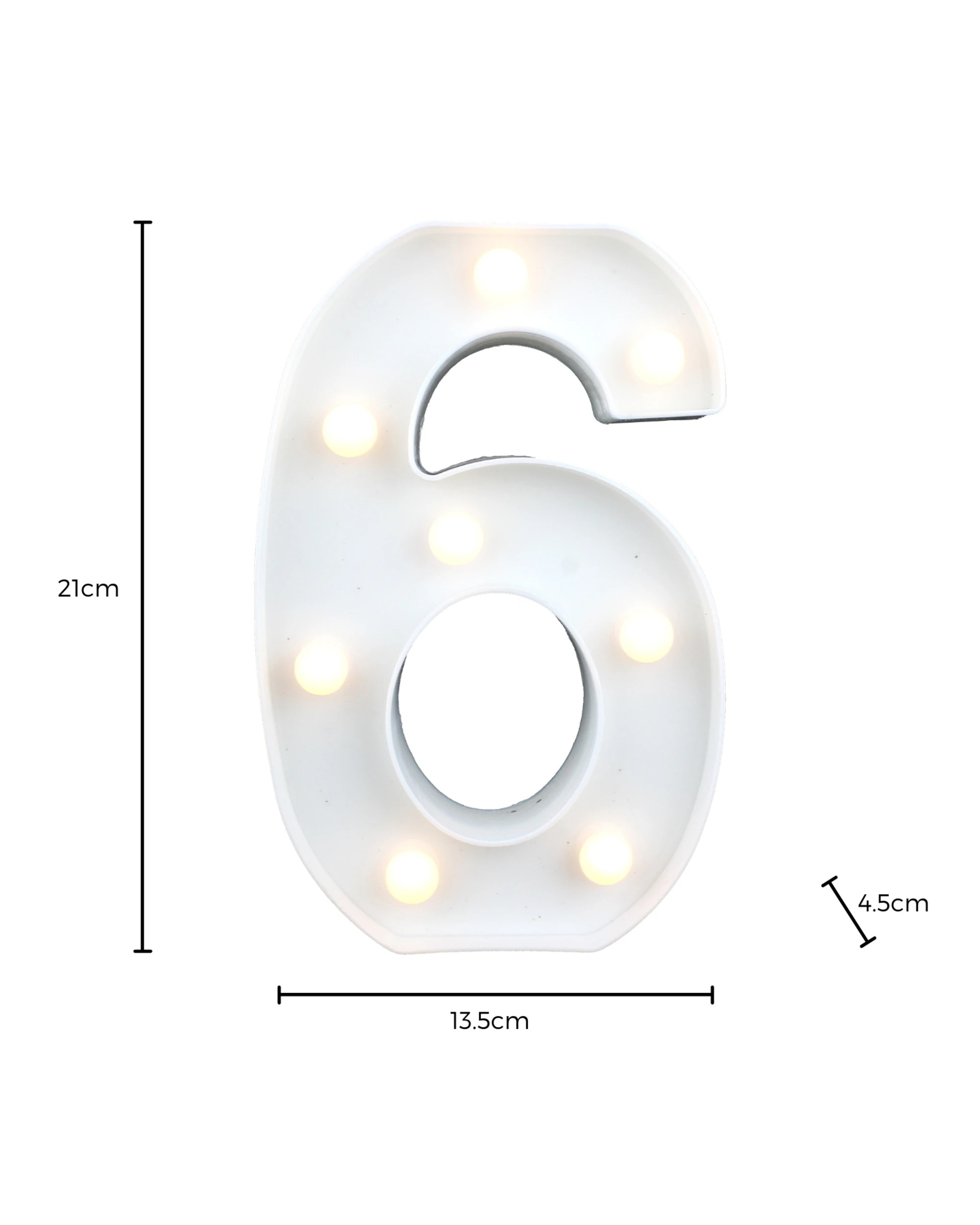 3 Partyrama LED Light Up Number 6 White, 3 of 3
