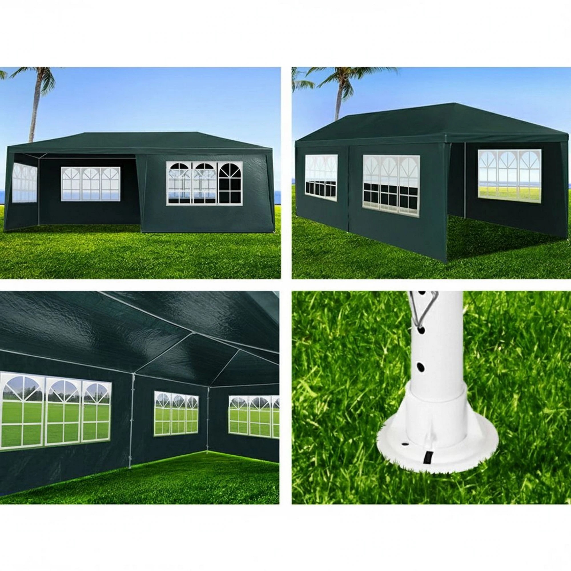 6 Instahut Gazebo  Marquee Wedding Party Tent Outdoor Camping Side Wall Canopy 4 Panel - Green, 6 of 7