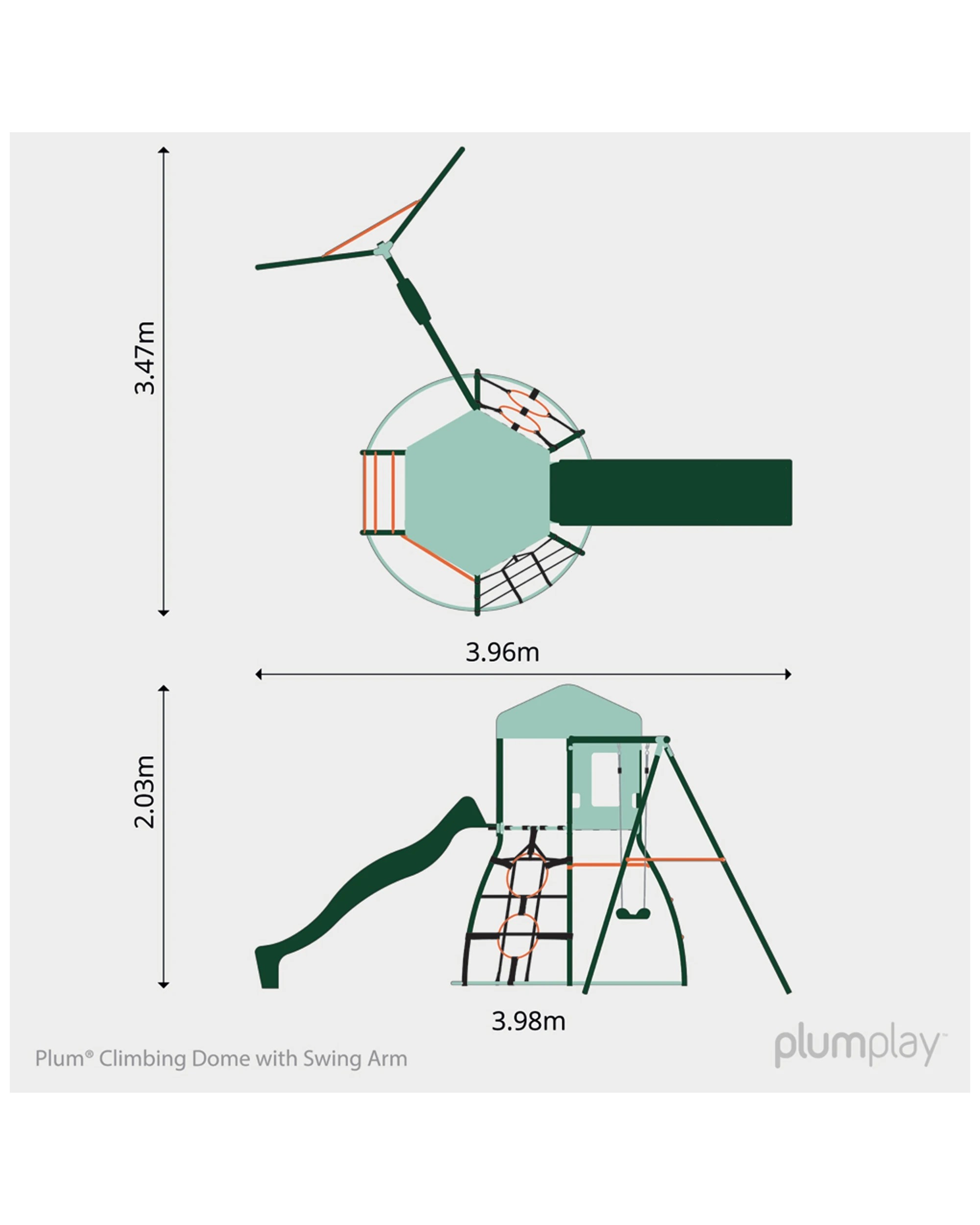 4 Plum Play Au Metal Climbing Dome With 8ft Slide Swing And Monkey Bars Playset, 4 of 4