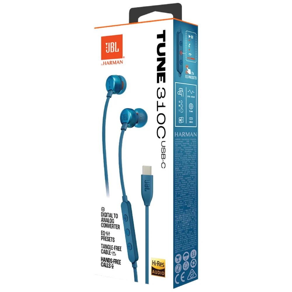 6 JBL Tune 310C USB-C In-Ear Headphones Blue, 6 of 6