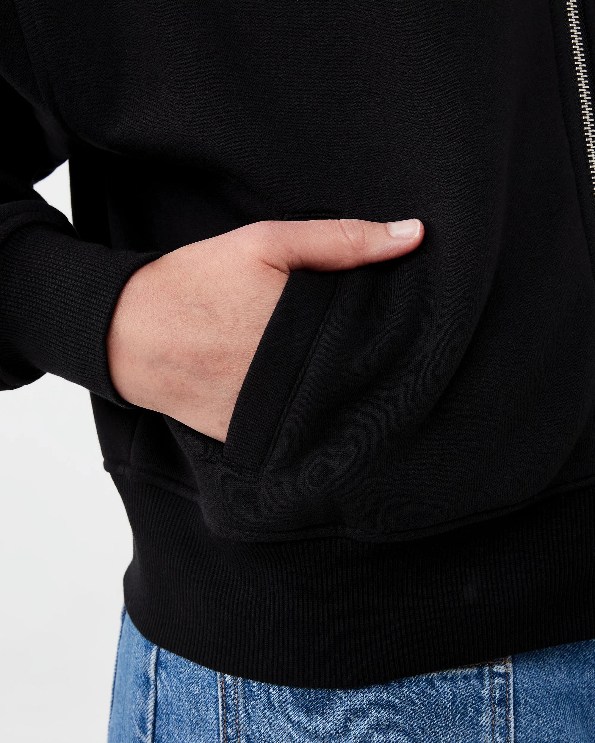 7 Relaxed Zip Through Hoodie Black, 7 of 8