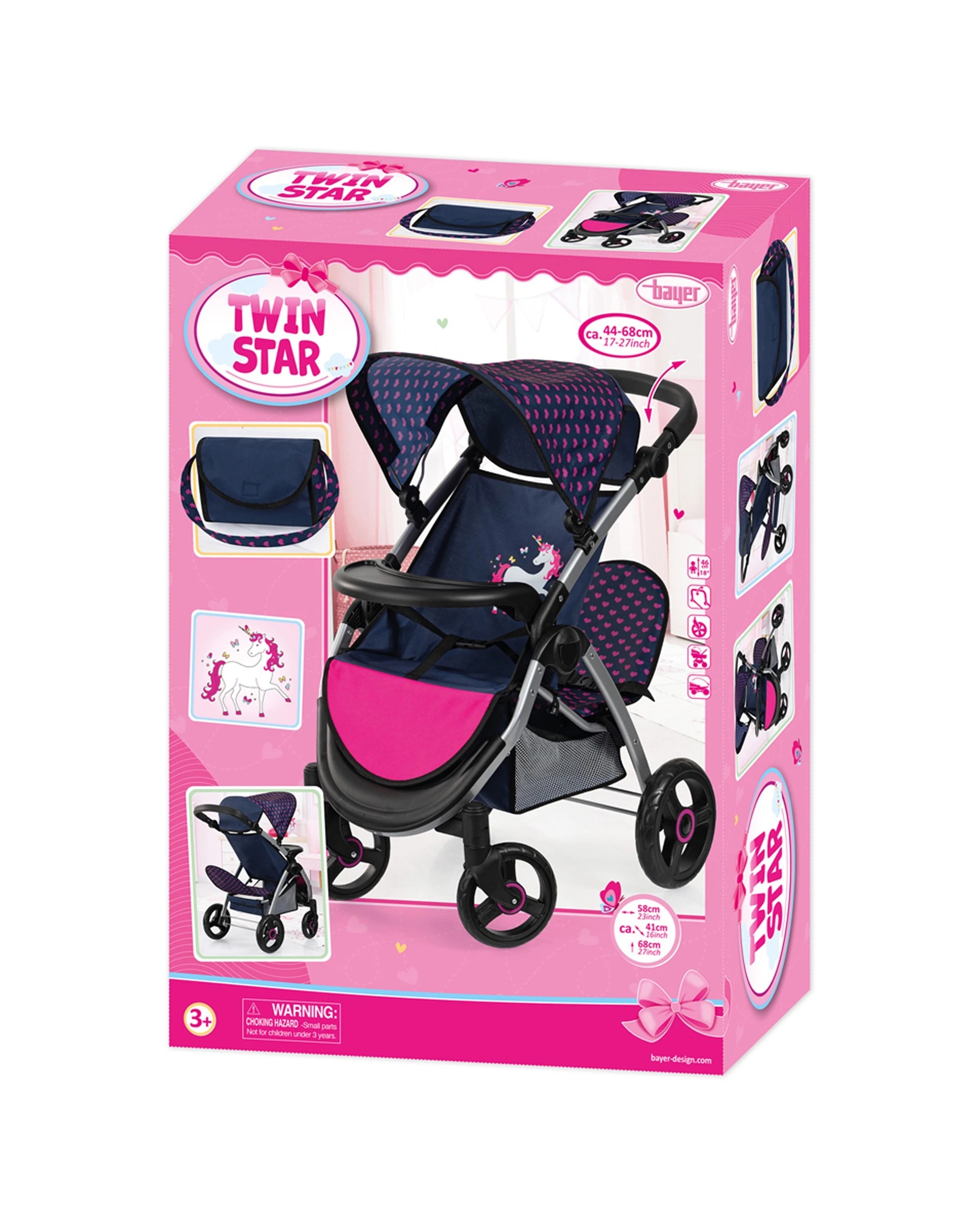 1 Bayer 68cm Twin Star Trendy Doll Pram Kids/children Pull/push Fun Pretend Toy 3+
 - Multi, 1 of 3