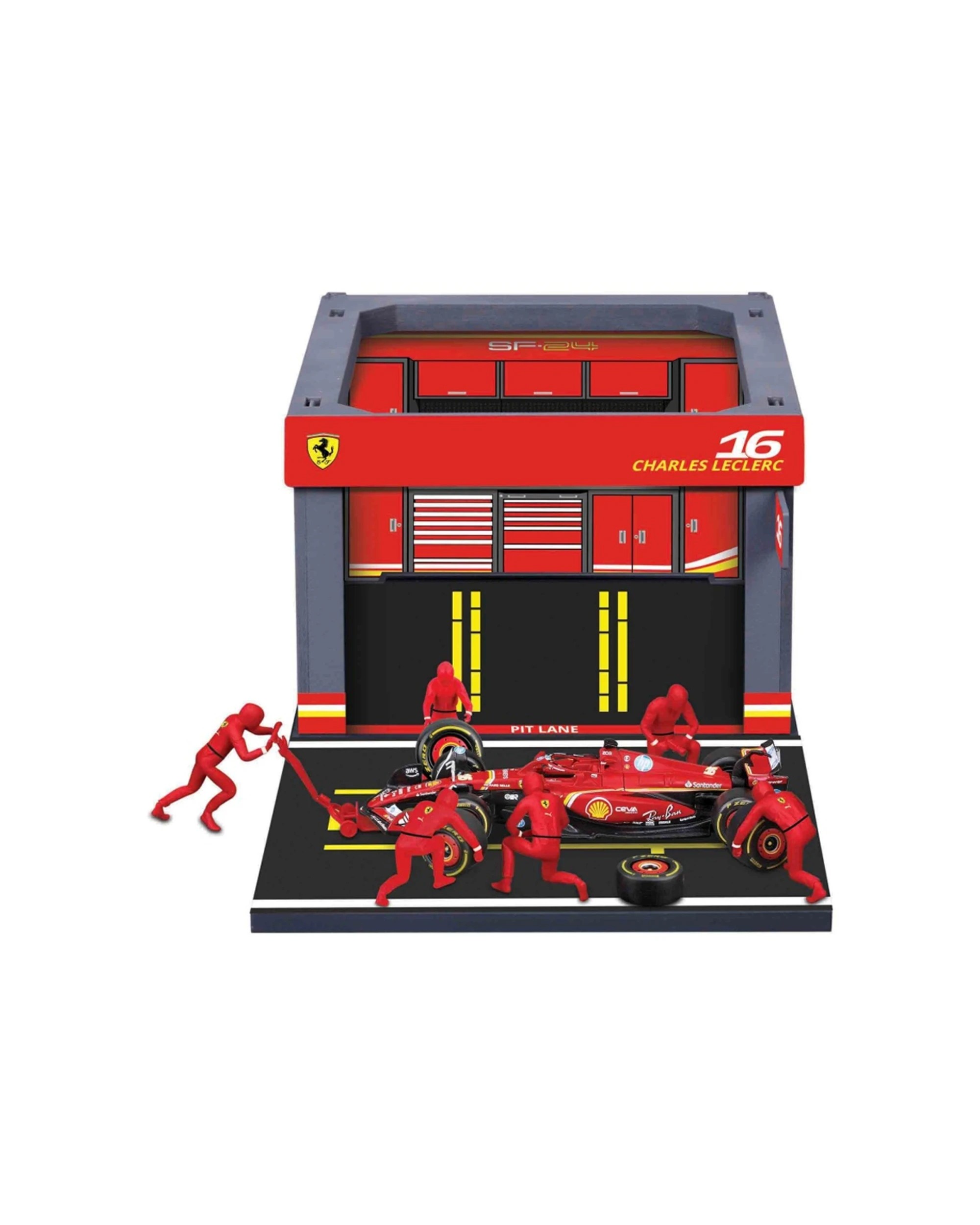 2 Bburago 2024 Ferrari Pit Pass Competition F1 Leclerc 16 Model Car Replica Toy - Red, 2 of 2