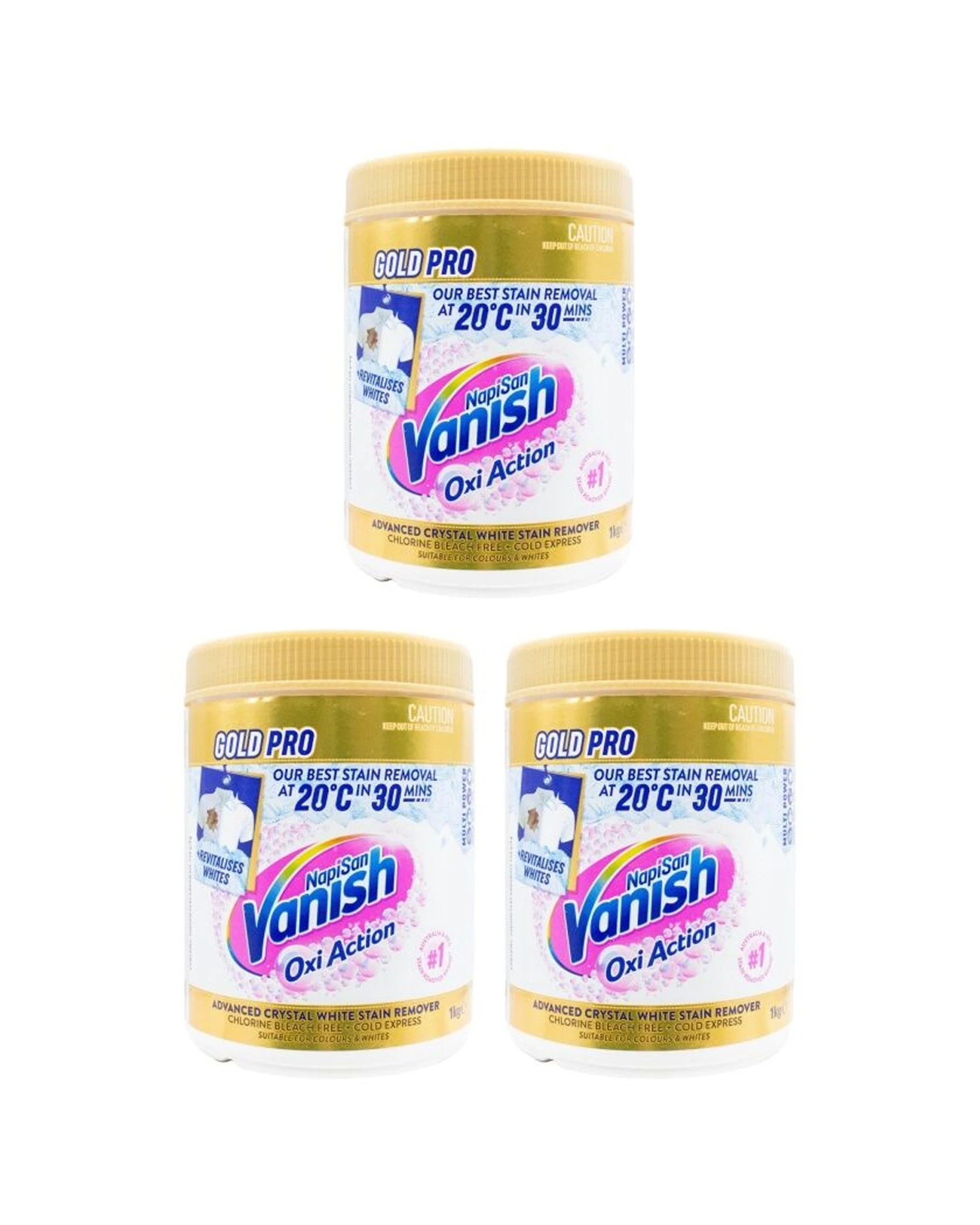 1 Vanish 3PK Napisan Oxi Action Pro Stain Remover Powder 2kg - White, 1 of 4