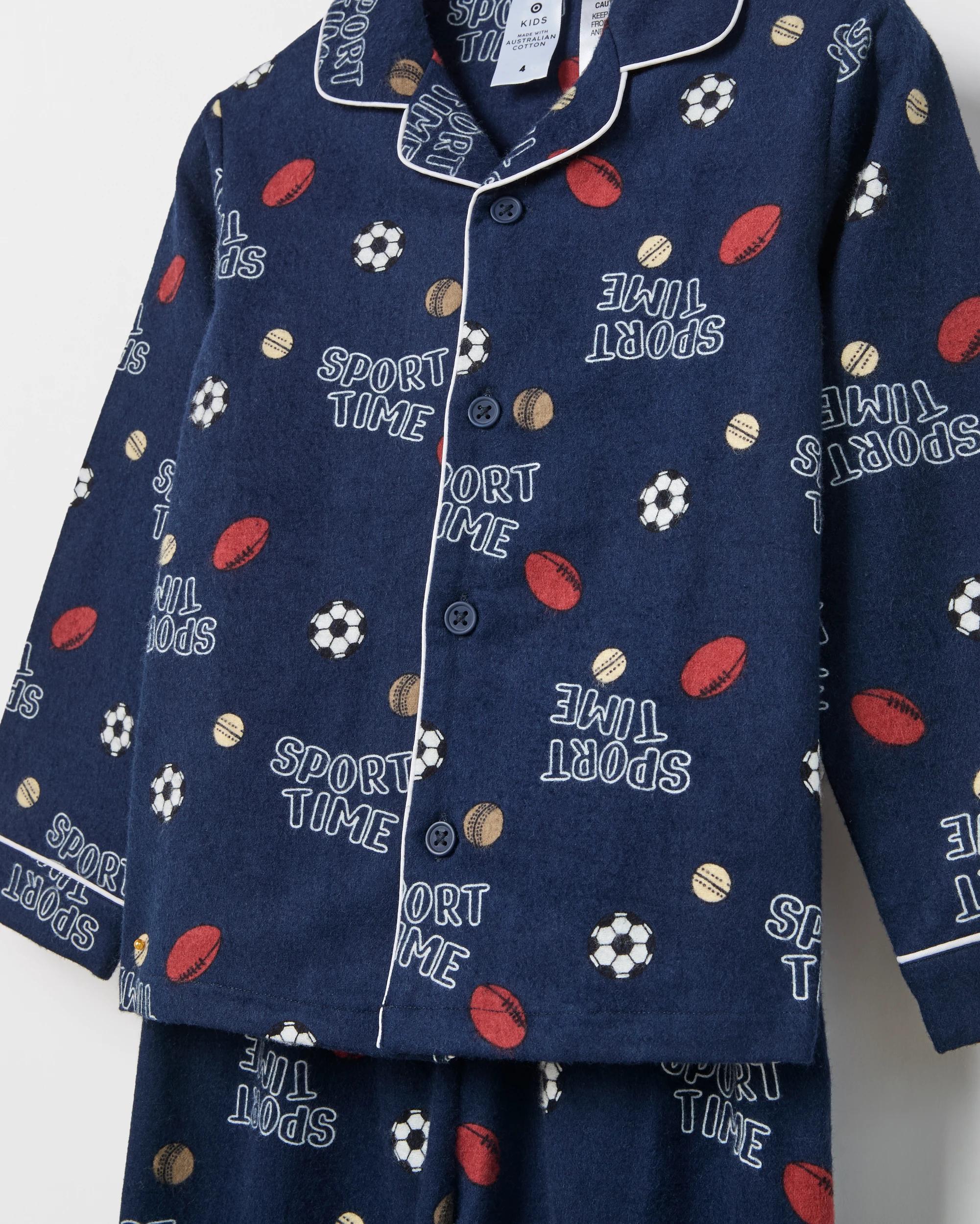6 Target Kids Australian Cotton Younger Boys Flannelette Pyjama Set SPORTS, 6 of 7