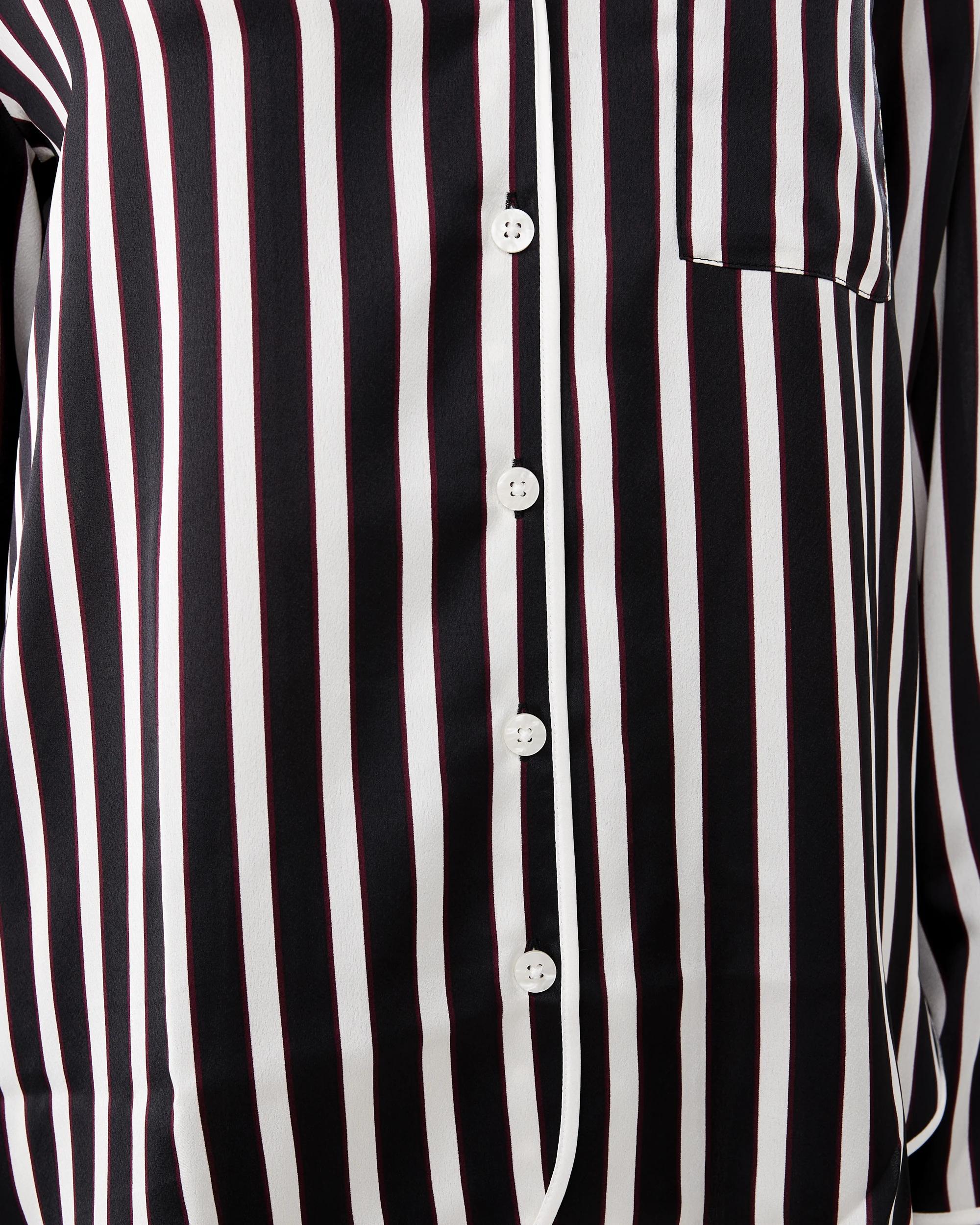 5 Matte Satin Long Sleeve Top and Pants Pyjama Set Mono Strp, 5 of 7