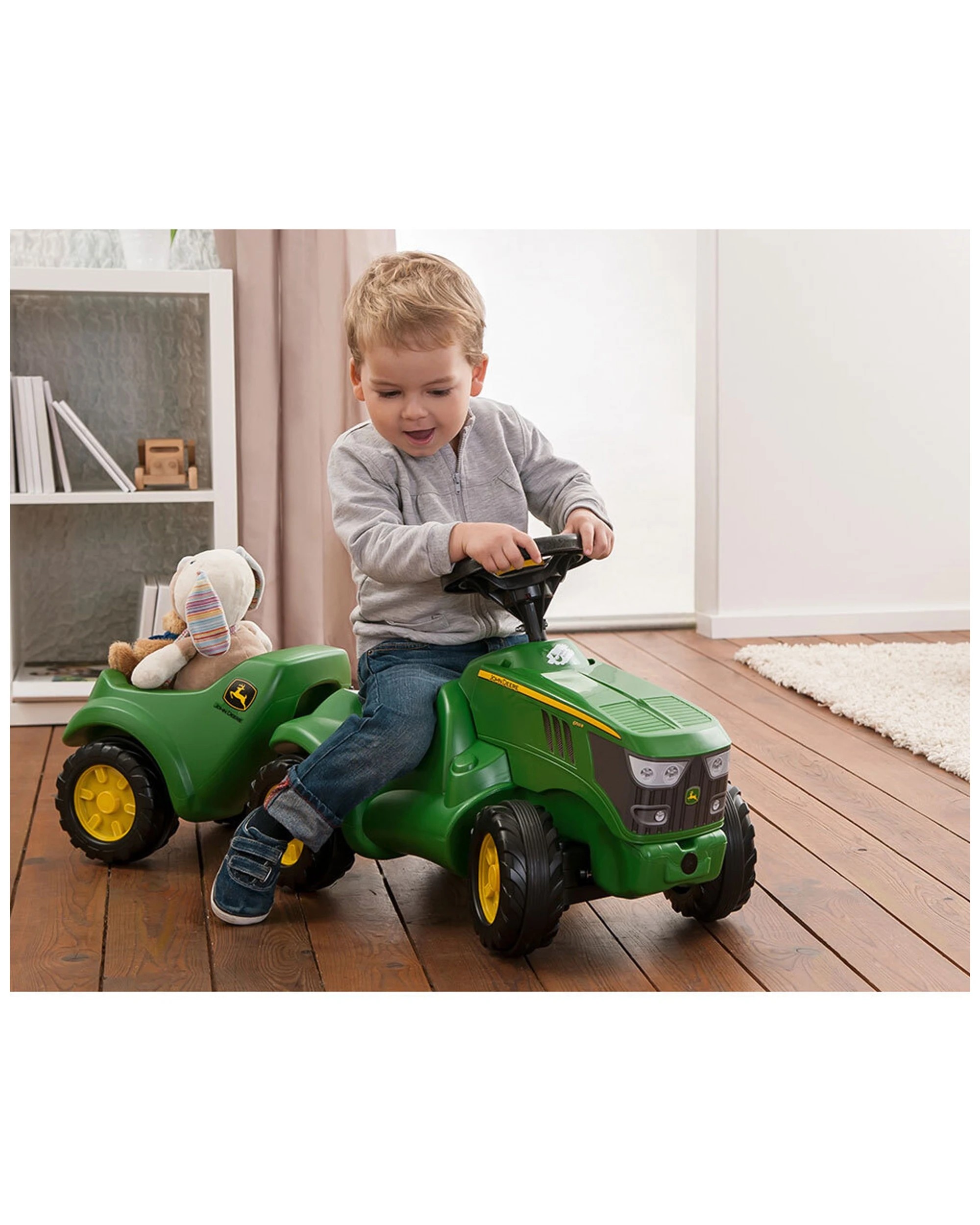 3 John Deere 61cm Mini Kids Ride On Tractor Play Vehicle Green With Horn - Green, 3 of 3