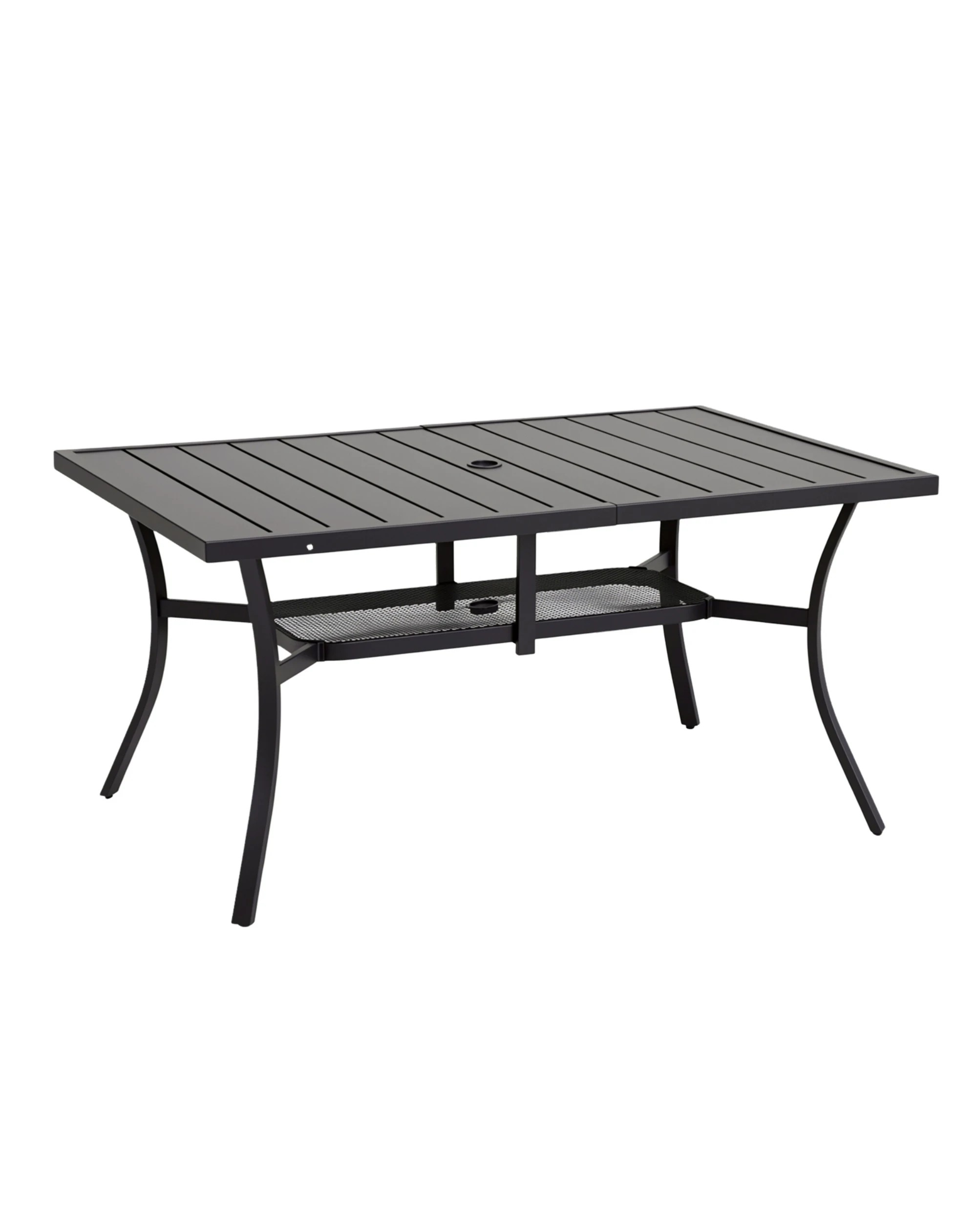 1 Advwin Outdoor Dining Table, Patio Dining Table Double-Layered - Black, 1 of 4