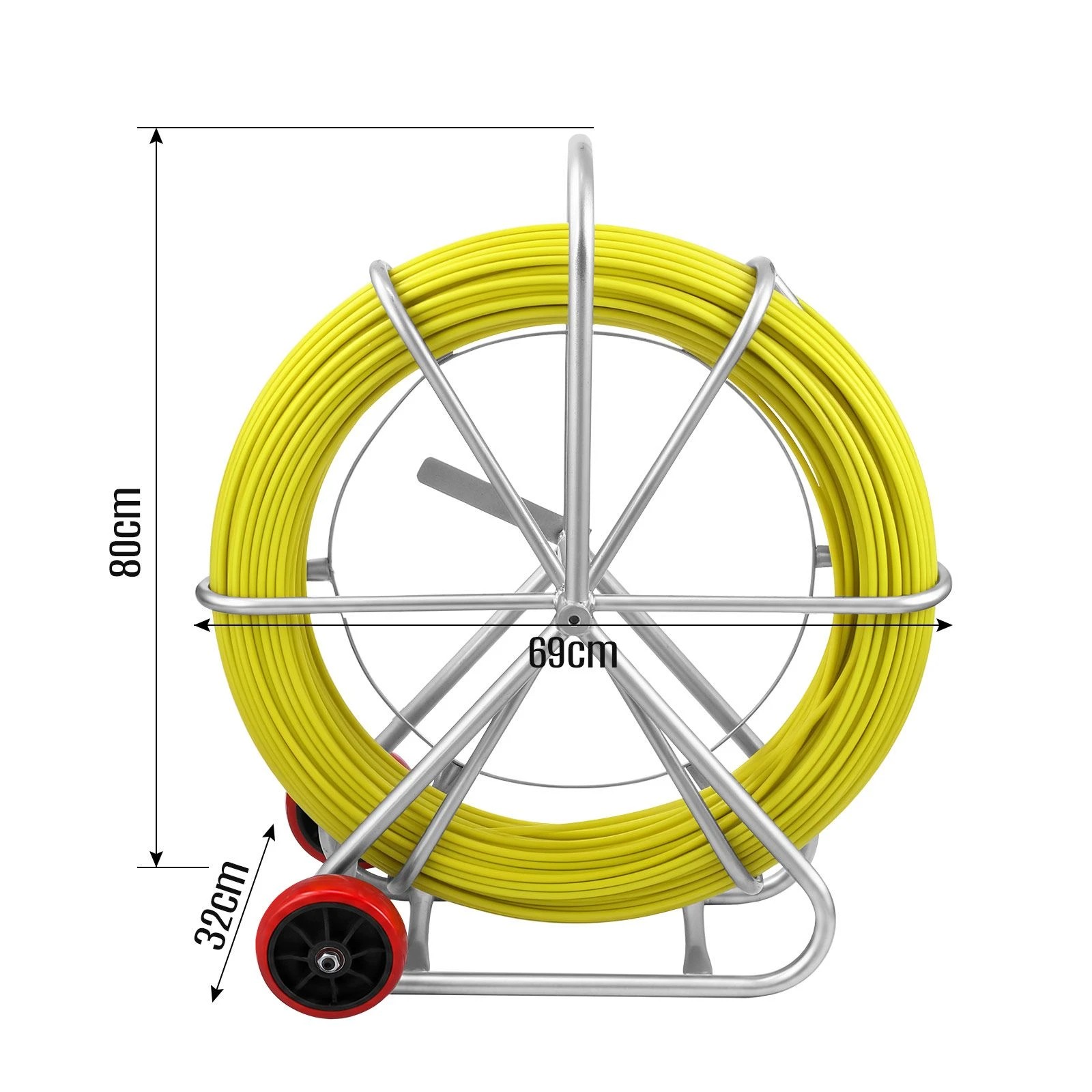 2 Ausway 150mx8mm Fibreglass Duct Rodder Fish Tape Puller with Brake Handle & Heavy-Duty Steel Reel Stand, 2 of 6