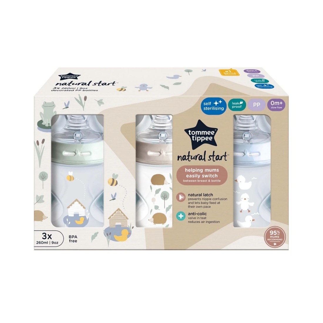 1 3 Pack Tommee Tippee Natural Start Decorated Baby Bottles, 1 of 8