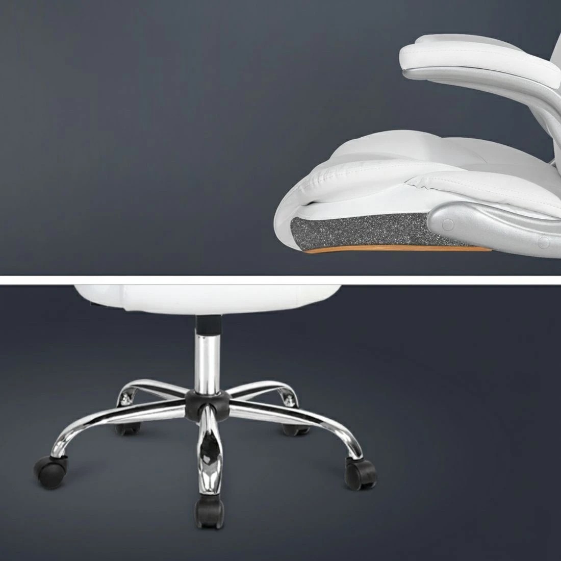 5 Artiss 8 Point Massage Office Chair PU Leather - White, 5 of 6