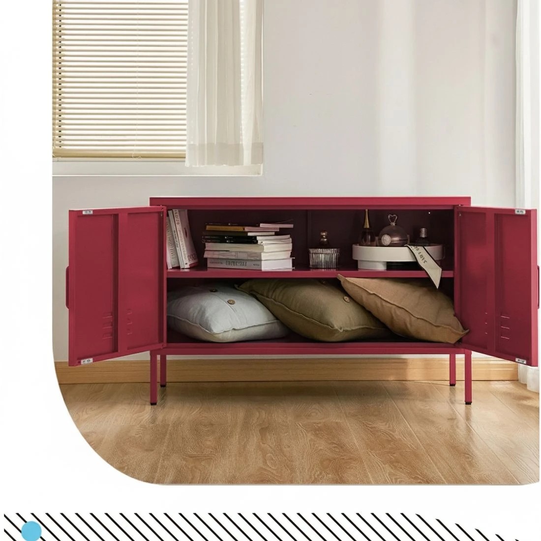 6 Artiss Buffet Sideboard Metal Cabinet - Pink, 6 of 7