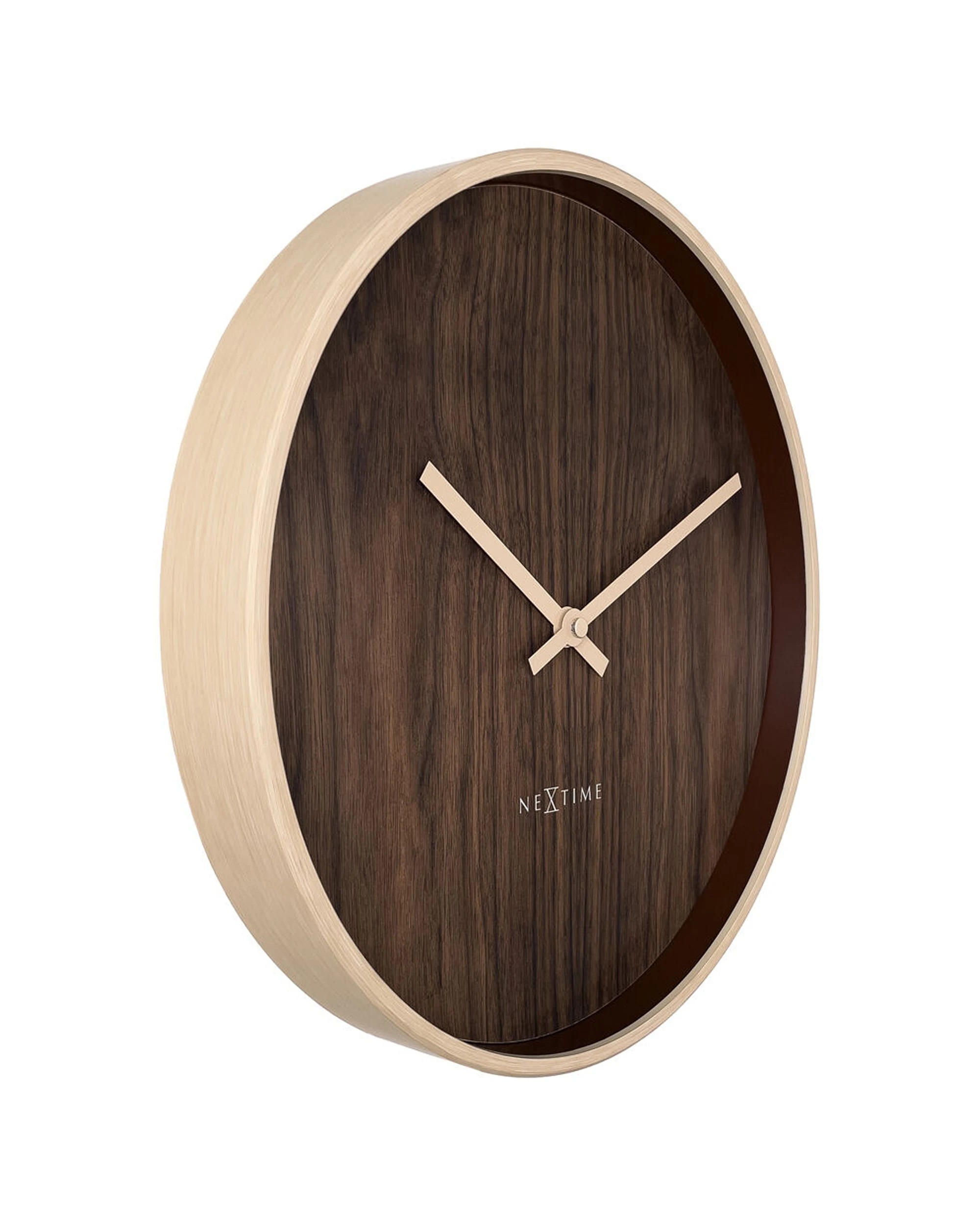 2 NEXTIME Oslo Silent Wall Clock Japandi Style Aluminium Case 30cm - Natural, 2 of 5