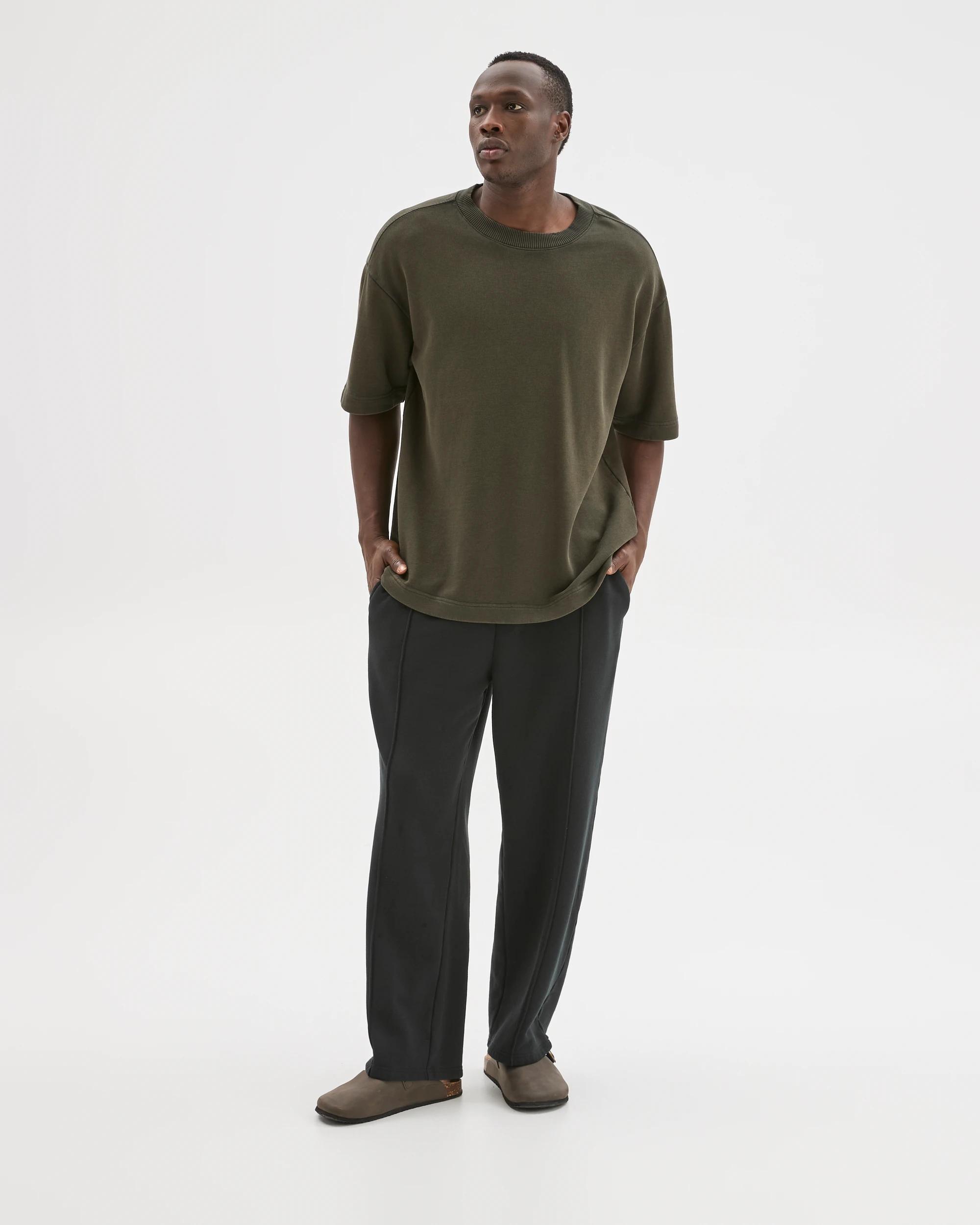 3 Commons Australian Cotton Blend Loose Fit Uncuffed Trackpants WASHED BLACK, 3 of 5