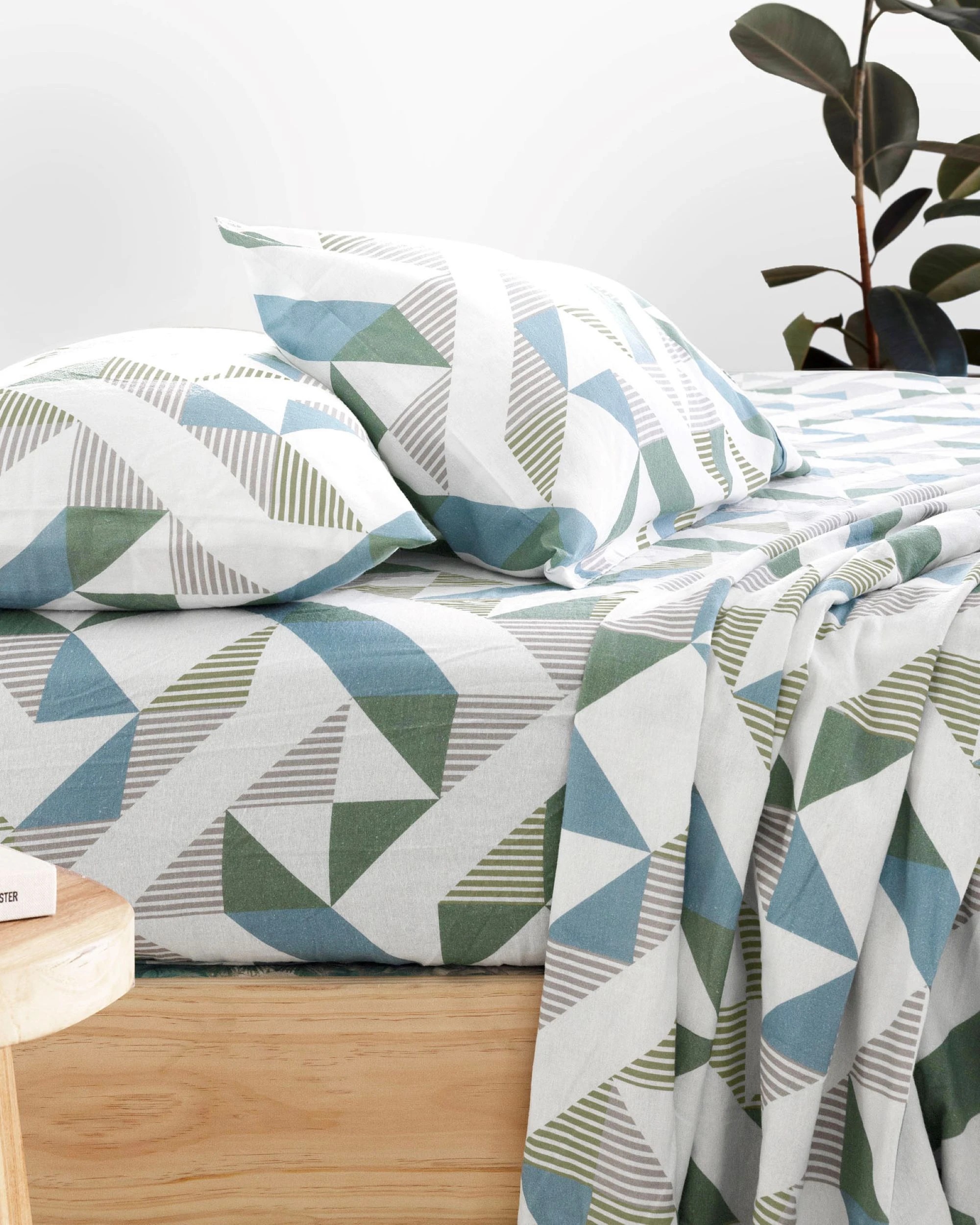 1 Bambury Onslow Brushed Cotton 160GSM Flannelette Sheet Set - King Bed - Blue, 1 of 3