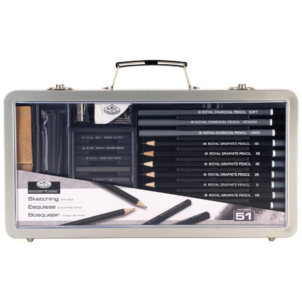 1 Royal & Langnickel Large Window Artist Tin Sketching Set 51pc, 1 of 5
