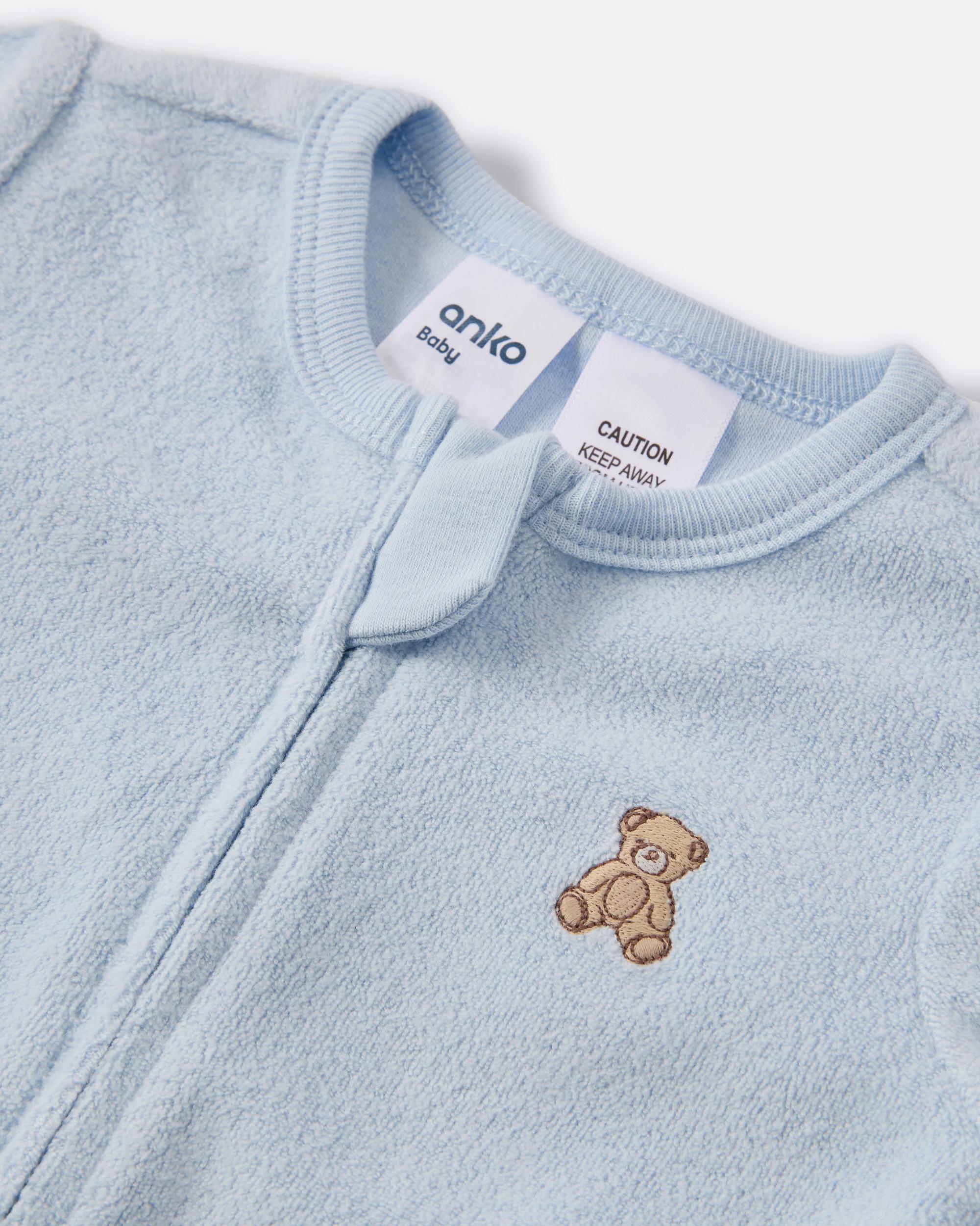 3 Australian Cotton Teddy Coverall Blu Bear, 3 of 4