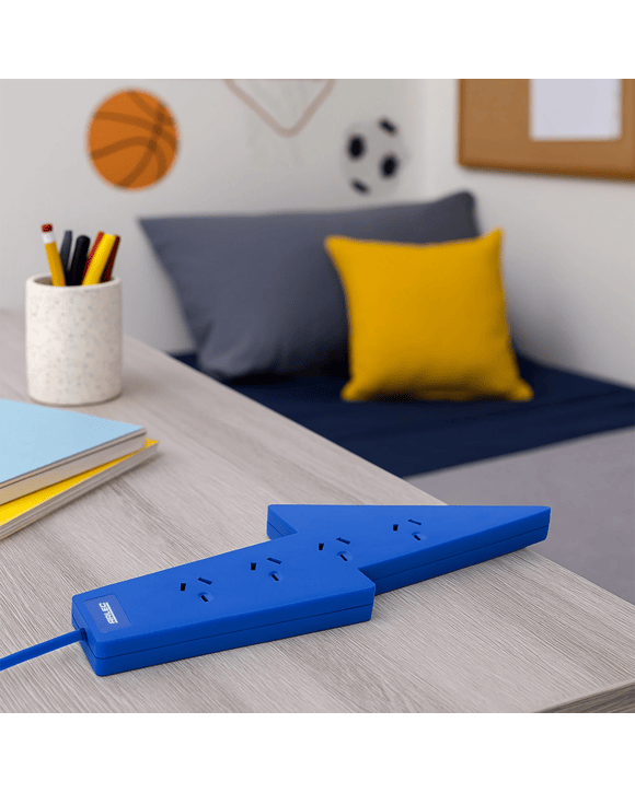 Arlec 4 Outlet Wave Overload Protected Powerboard - Blue