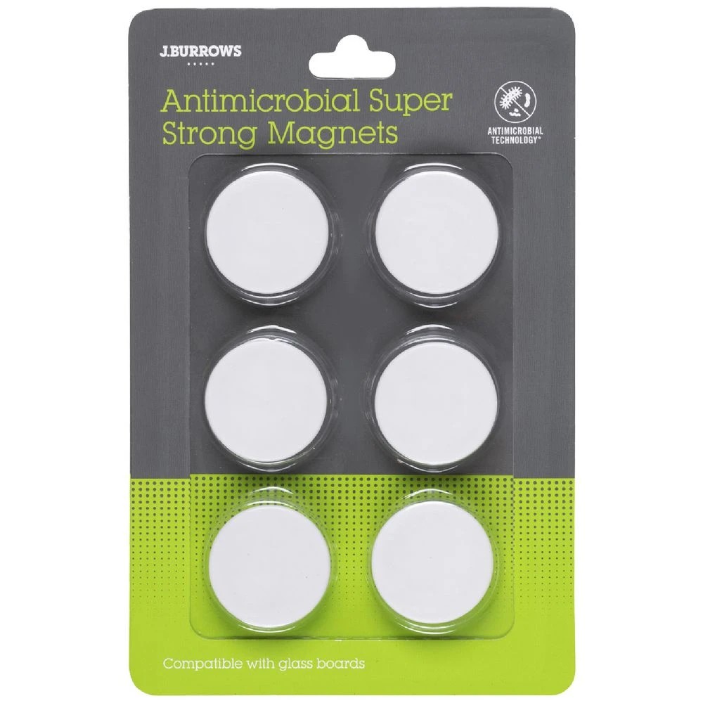 1 J.Burrows Antimicrobial Magnets White 6 Pack, 1 of 2