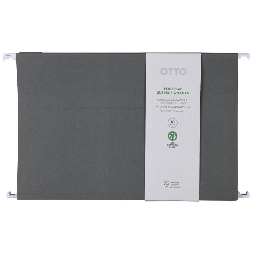 1 Otto Foolscap Suspension Files Grey 10 Pack, 1 of 3