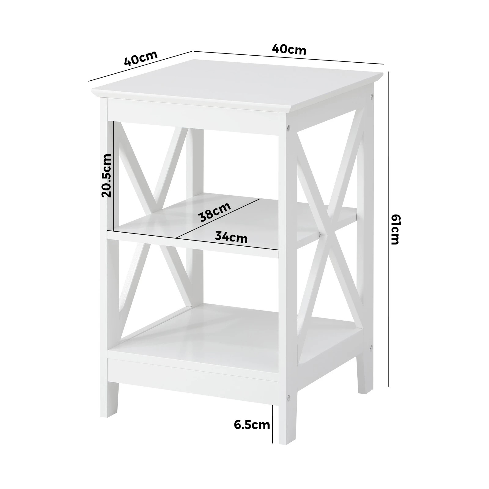 2 Oikiture 2x Side Table Coffee Bedside Sofa Storage End Tables 3-tier Shelf - White, 2 of 9