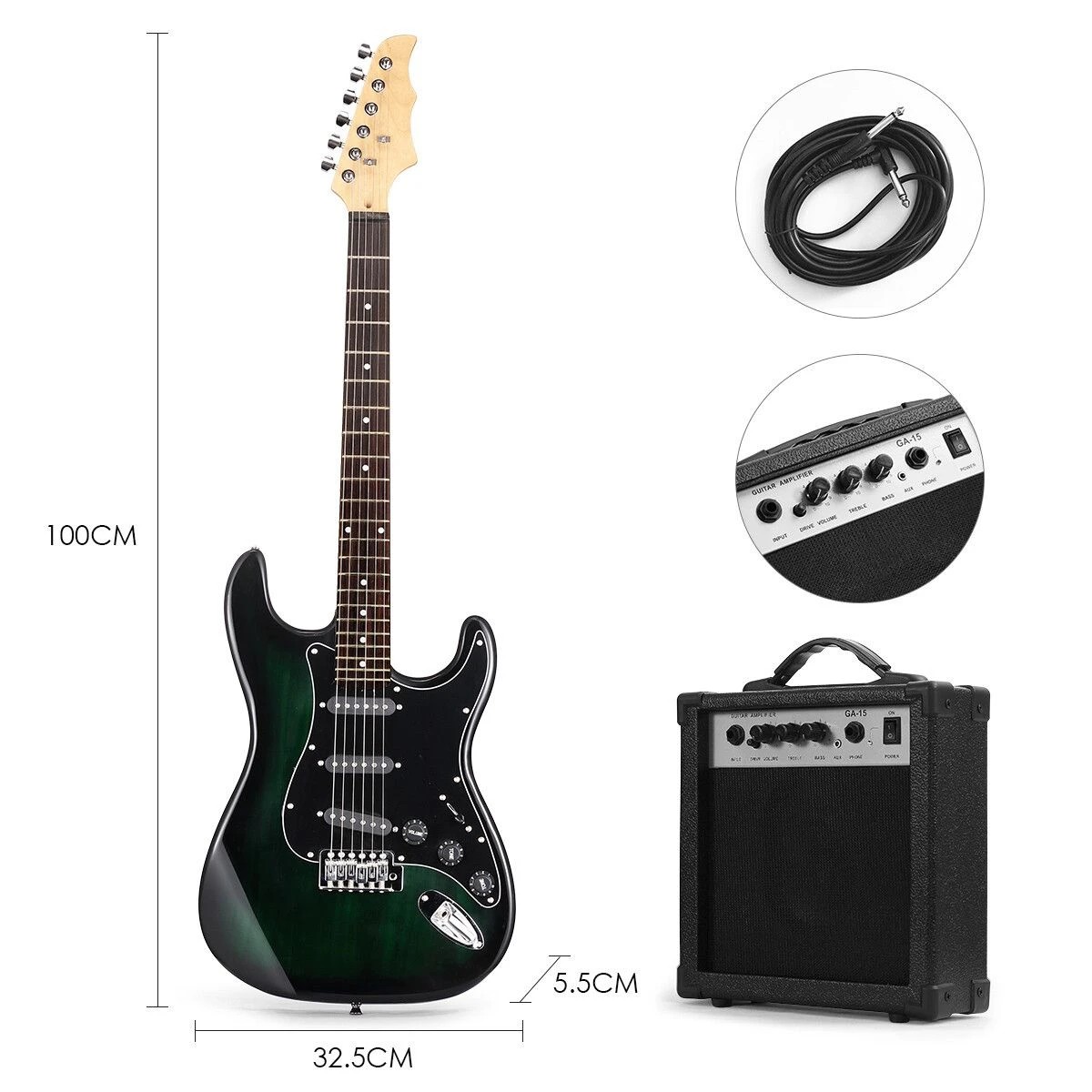 2 Melodic 39 Inch Electric Guitar with Bonus Amplifier Beginner Full Size, 2 of 3