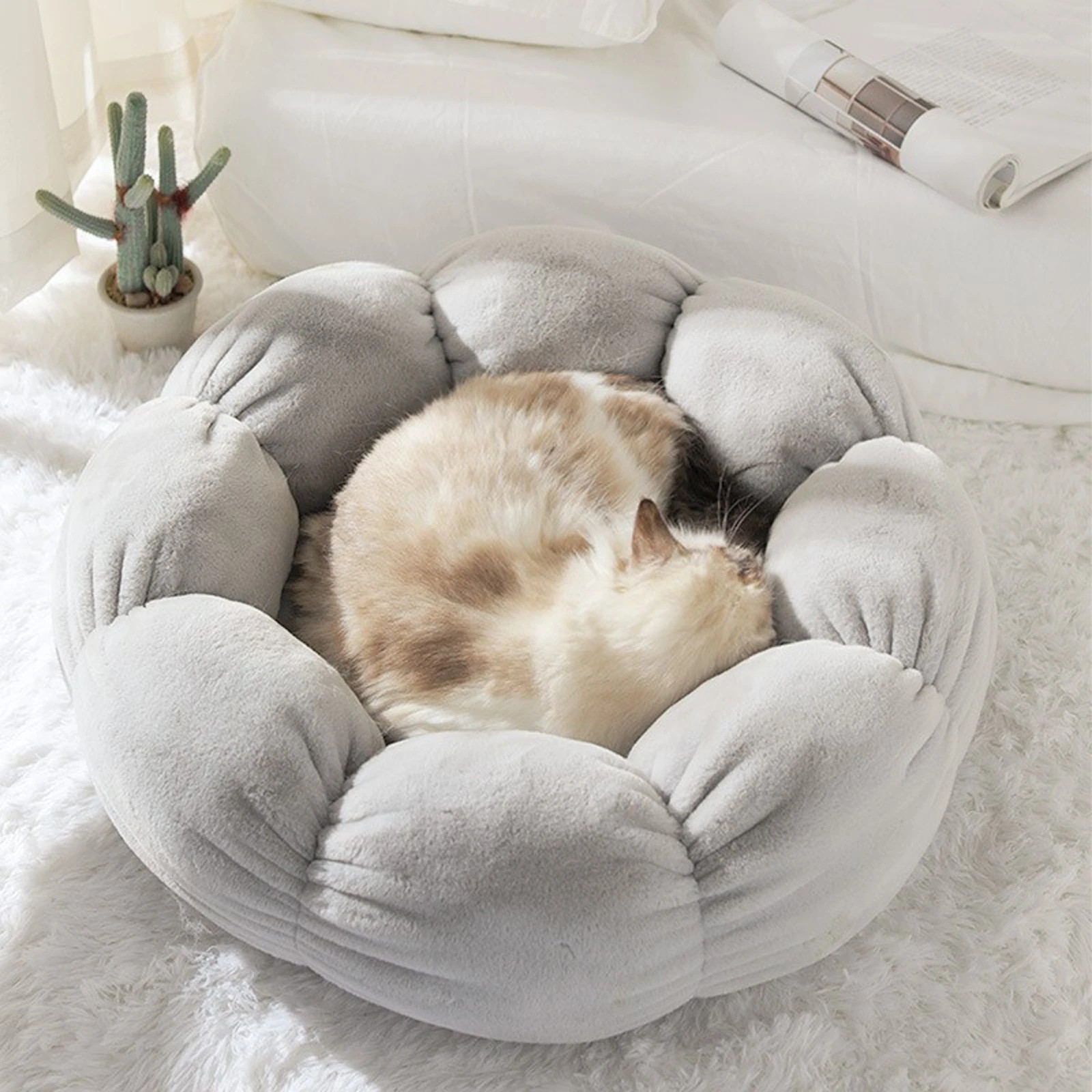 3 Todo Pet Nesting Bed 55cm Diameter Soft Warm Dog Cat Sleeping Bed - Grey, 3 of 3