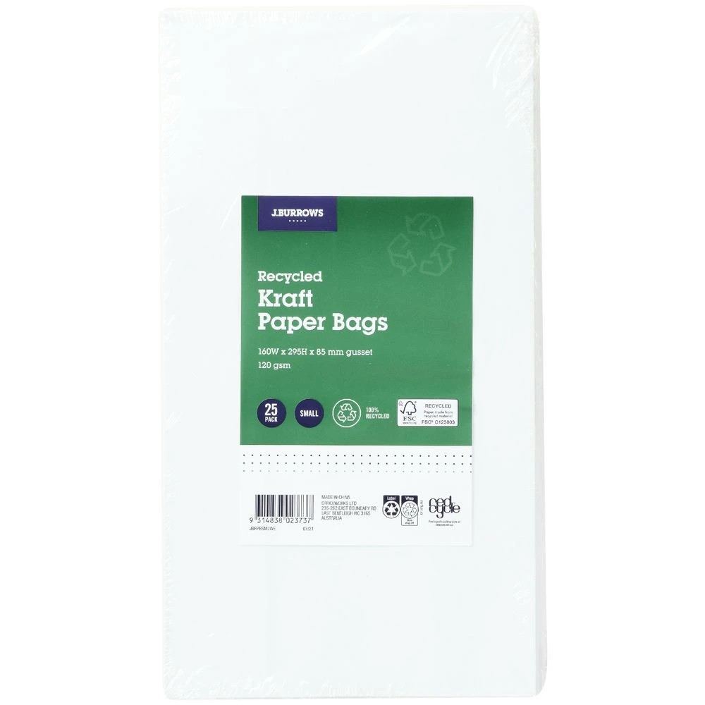 2 J.Burrows Paper Bag Small White 25 Pack, 2 of 2