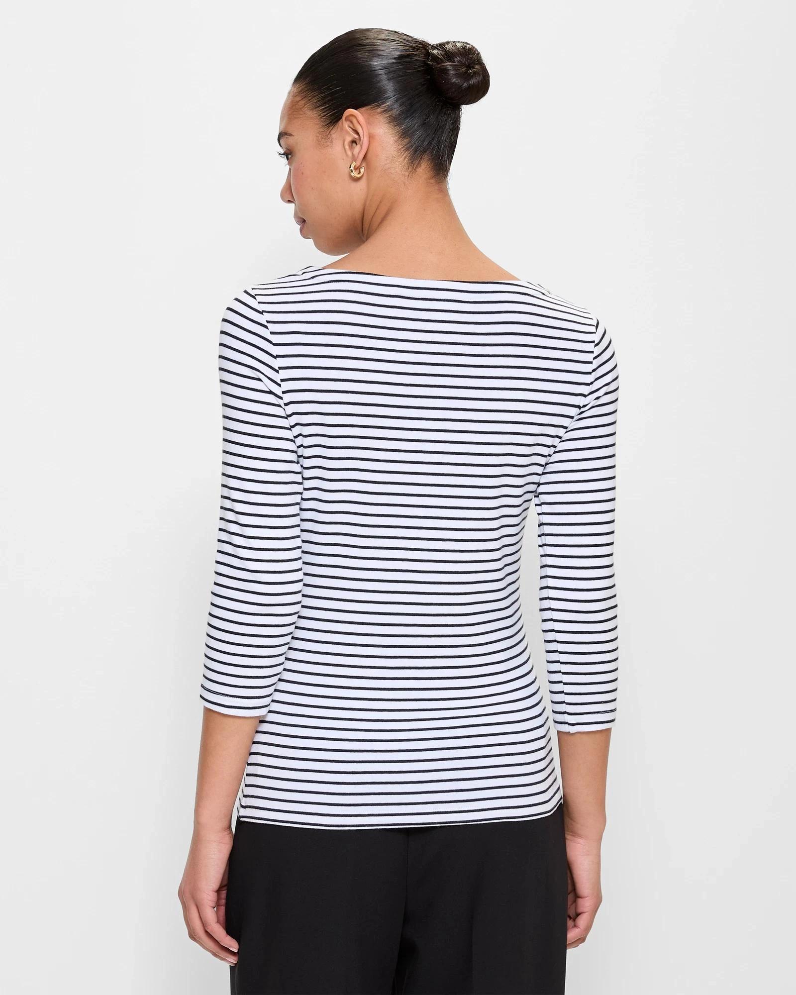 4 Preview Isabel Boat Neck Top WHITE / BLACK STRIPE, 4 of 5