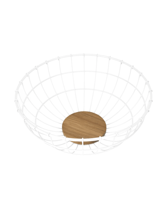 Off White and Acacia Fruit Bowl